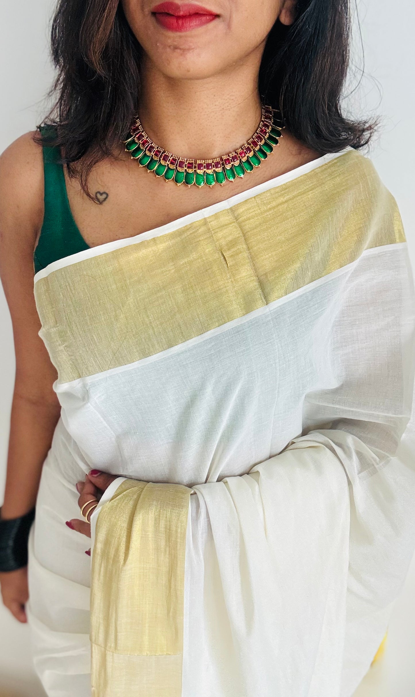 Green nagapadam necklace with earrings - YCAGC135