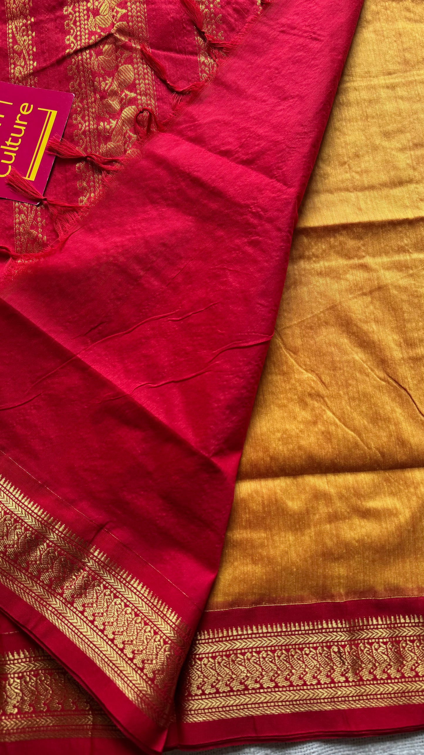 Yellow with red - cotton silk - YCCOTNSEKCS02