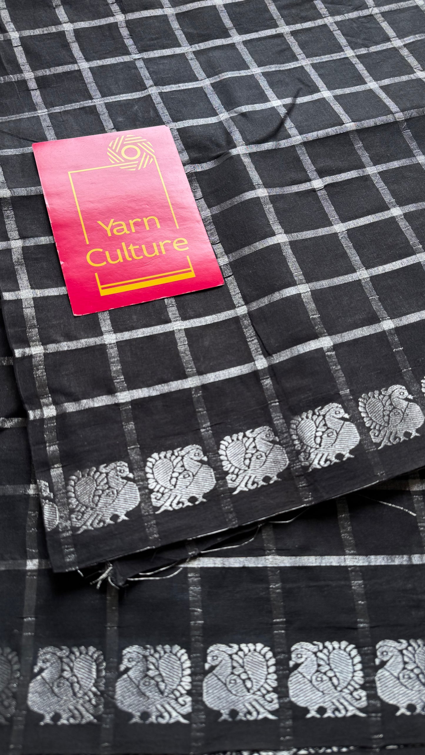 Black silver pavithra kattam sungudi, madurai cotton - YCCOTNSEMS13