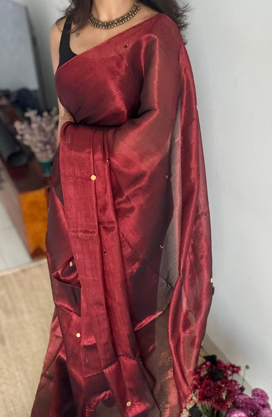 Maroon, gold sequins, soft mul tissue - YCBCFEMCM31