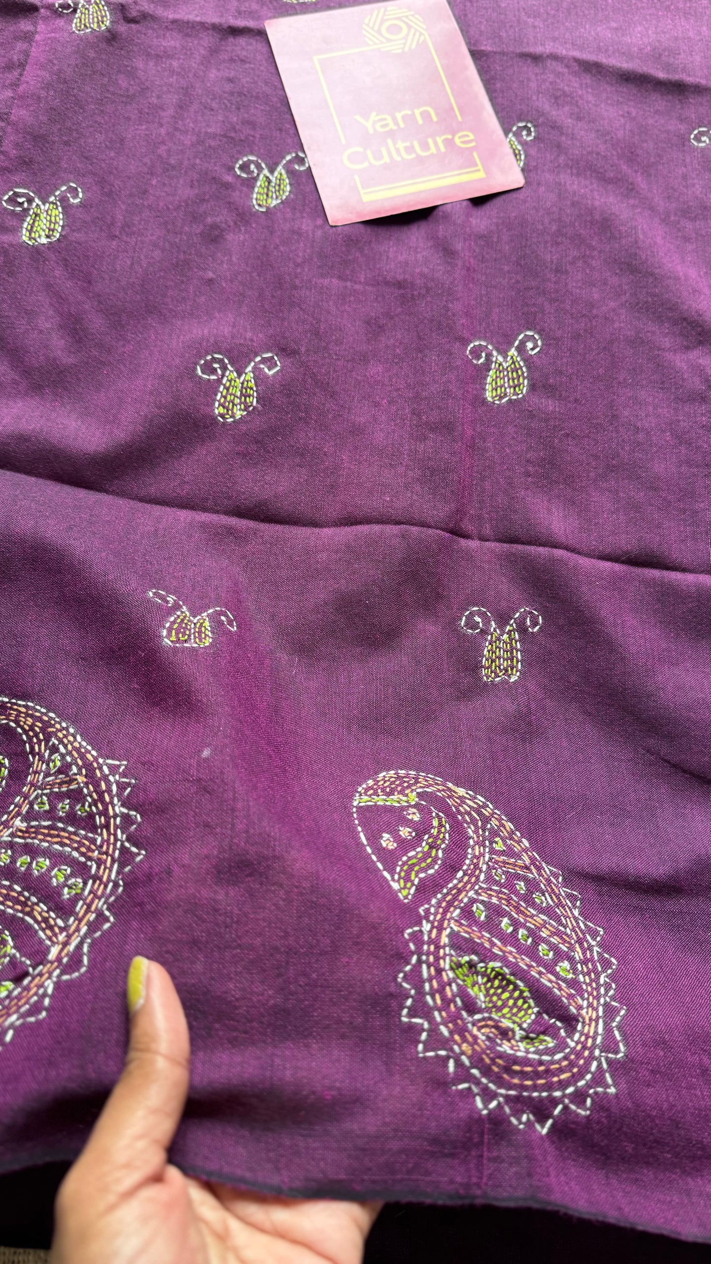 Amodini - The Joyful One, kantha weave in soft khadi cotton - YCBCSEKC05