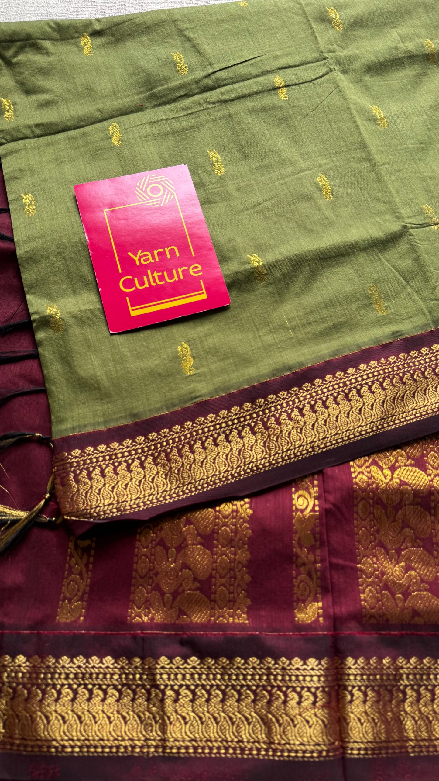 Green with maroon - cotton silk - YCCOTNSEKCS01