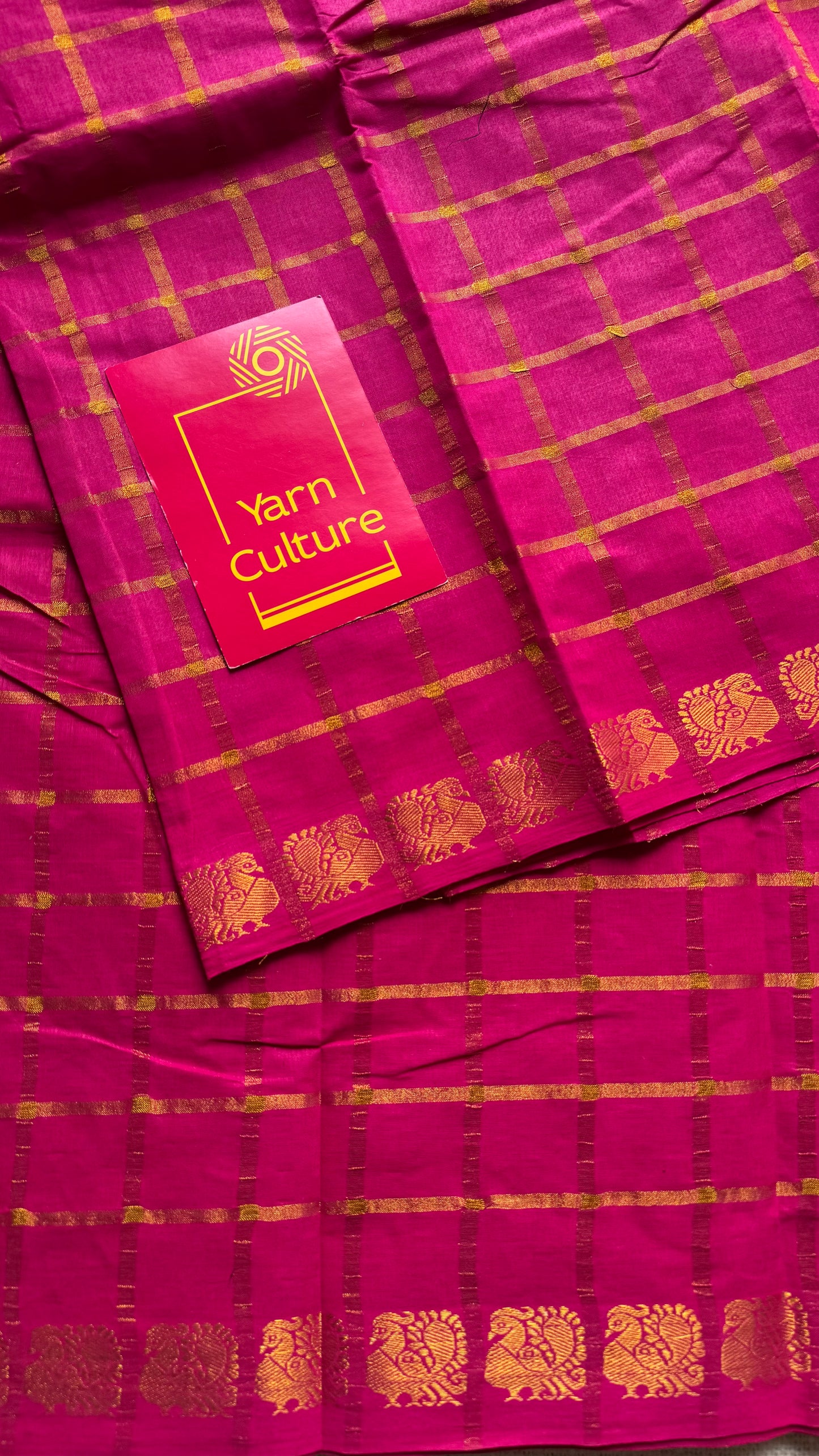 Hot pink pavithra kattam sungudi, madurai cotton - YCCOTNSEMS95