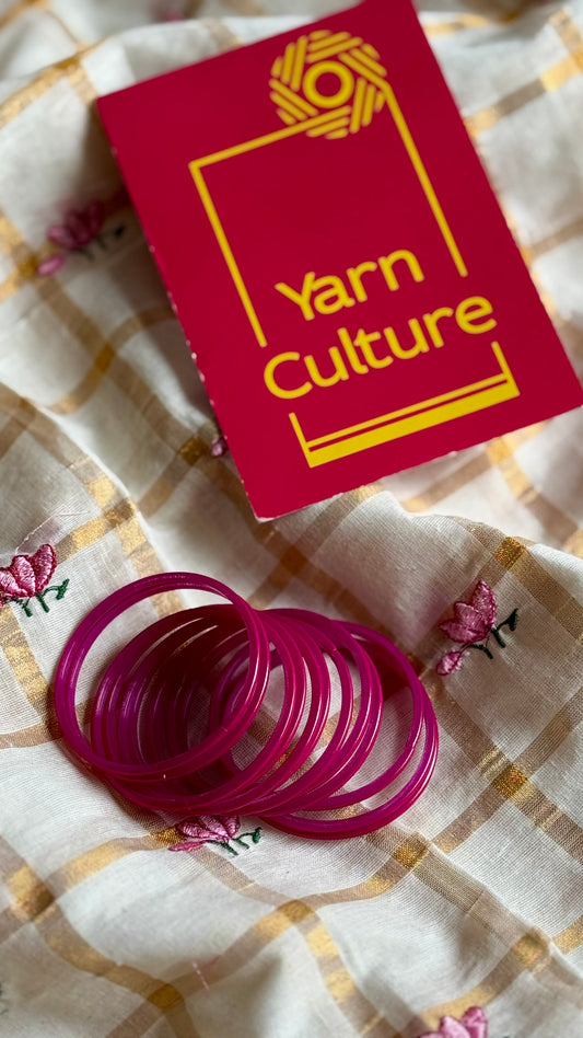 Magenta glass bangles, set of 12 - YCBANGL84