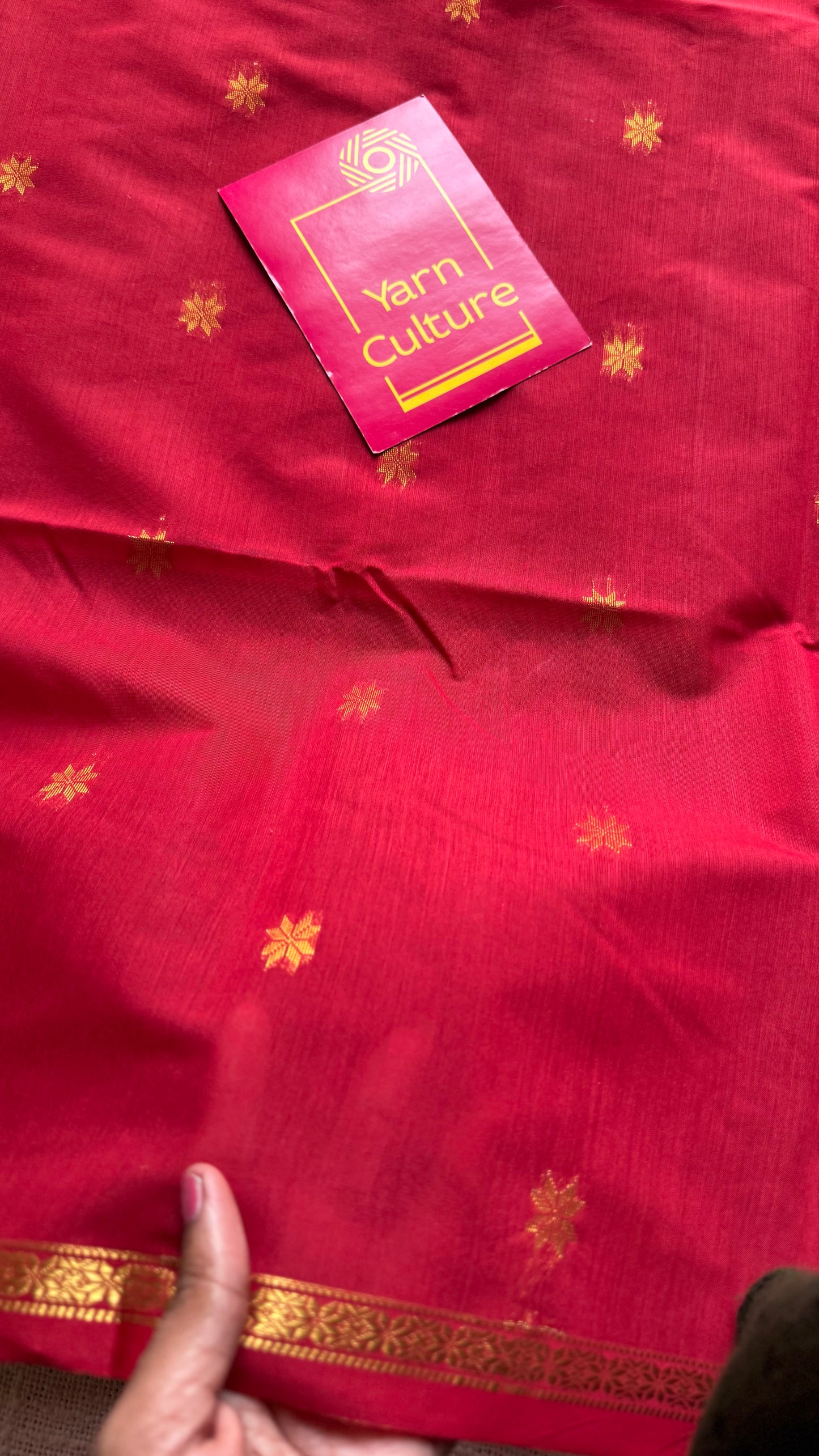 Red, gold buttas, semi maheshwari cotton silk - YCCOTNFEJUSM07