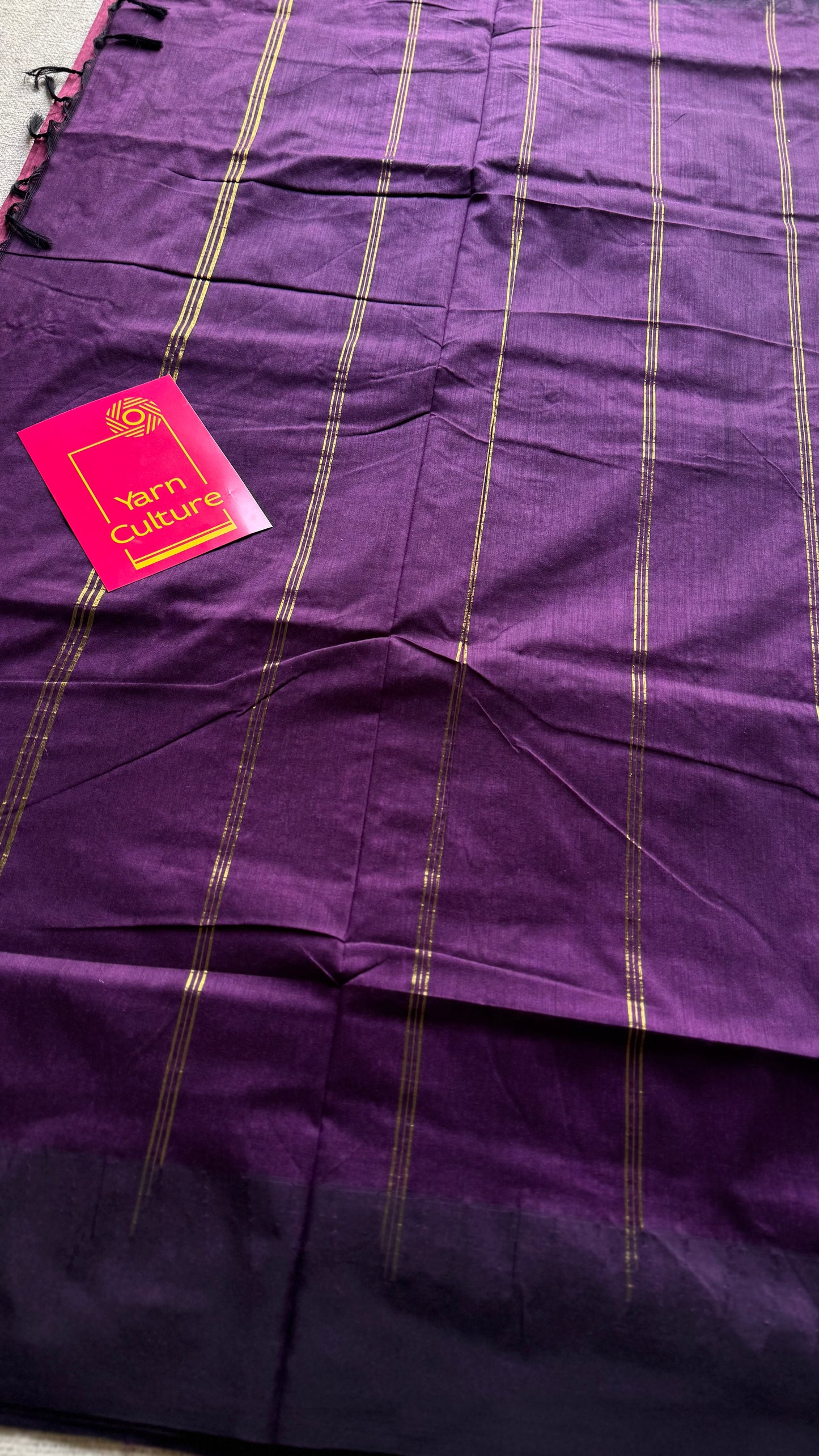 Dusty pink with purple temple border - cotton silk - YCCOTNOCKCS3