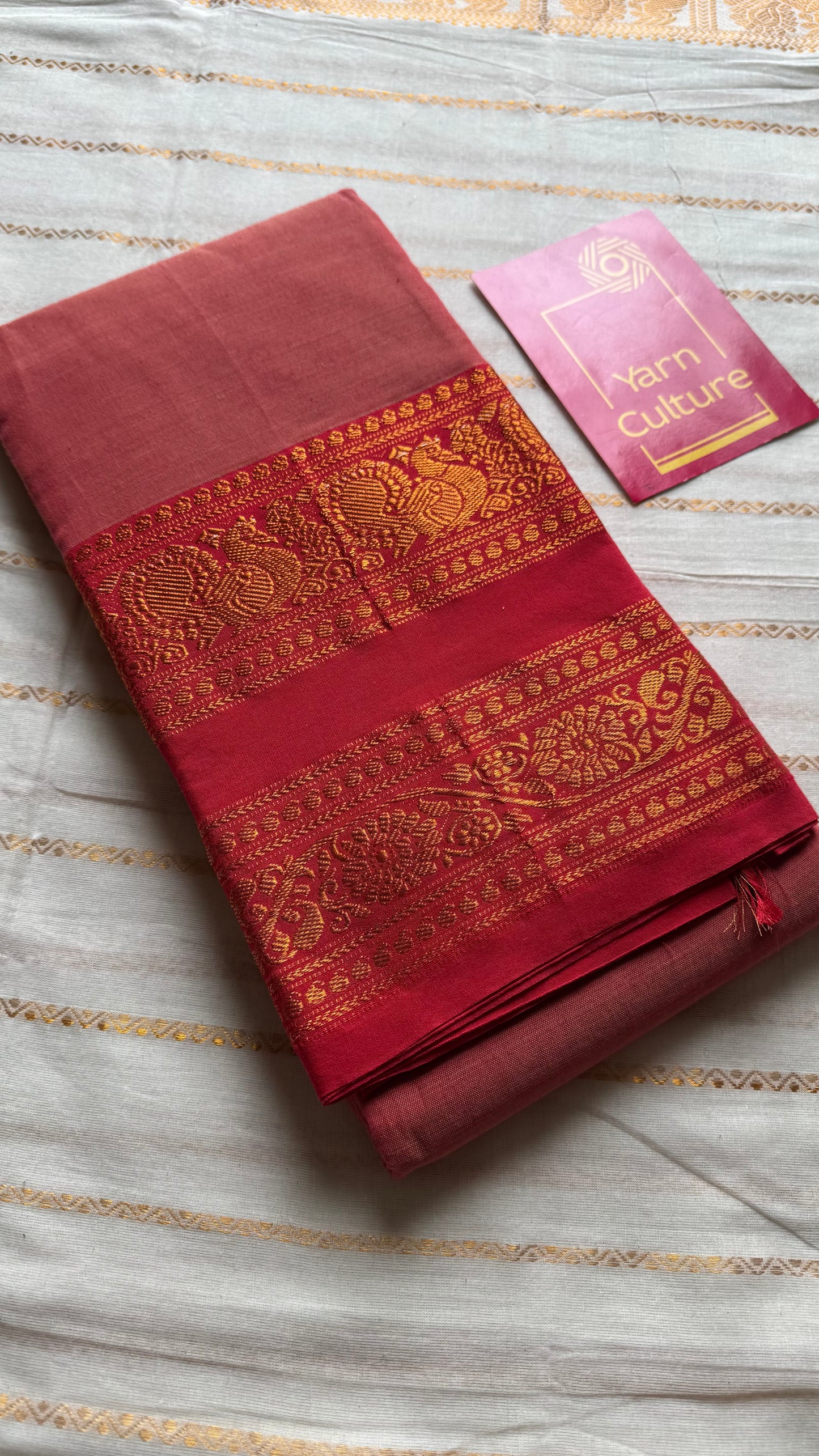 Light red with red wide border, narayanpet soft cotton saree -YCWOTDAUG04