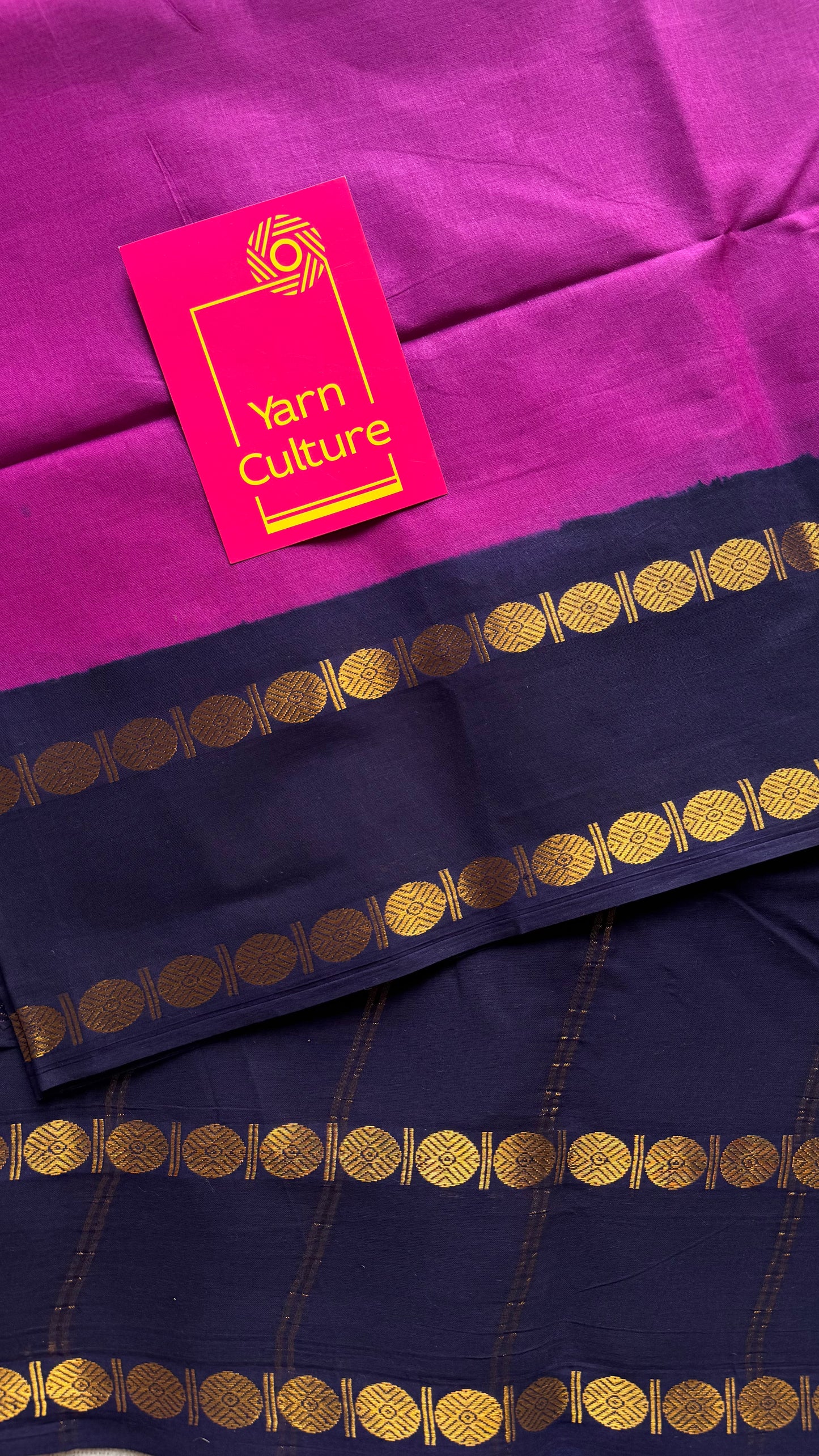 Purple pink with dark blue sungudi, kattuchayam dyed, madurai cotton - YCCOTNOCSC15