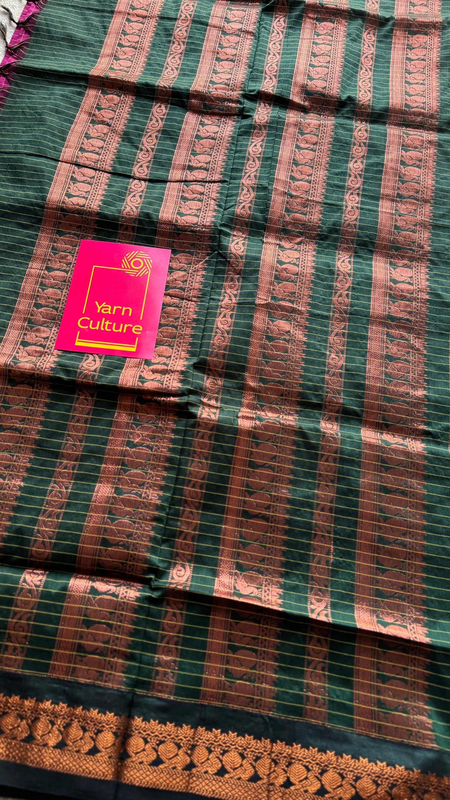 Dark pink with dark green, checks - cotton silk - YCCOTNOCKCS9