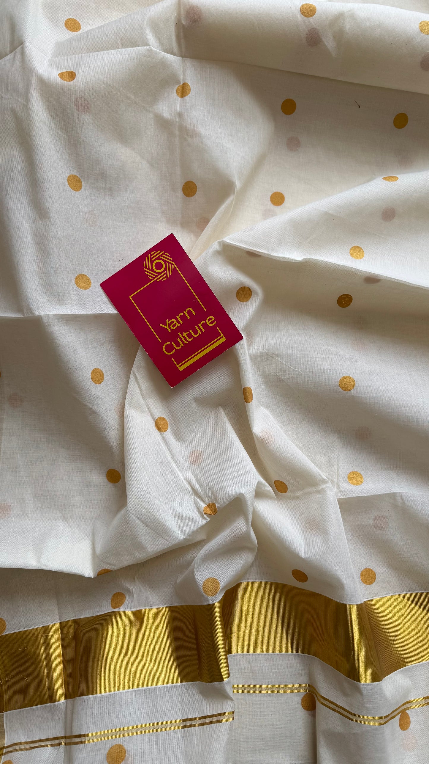 Ivory and gold with buttas, kerala soft cotton - YCON25KCPD253