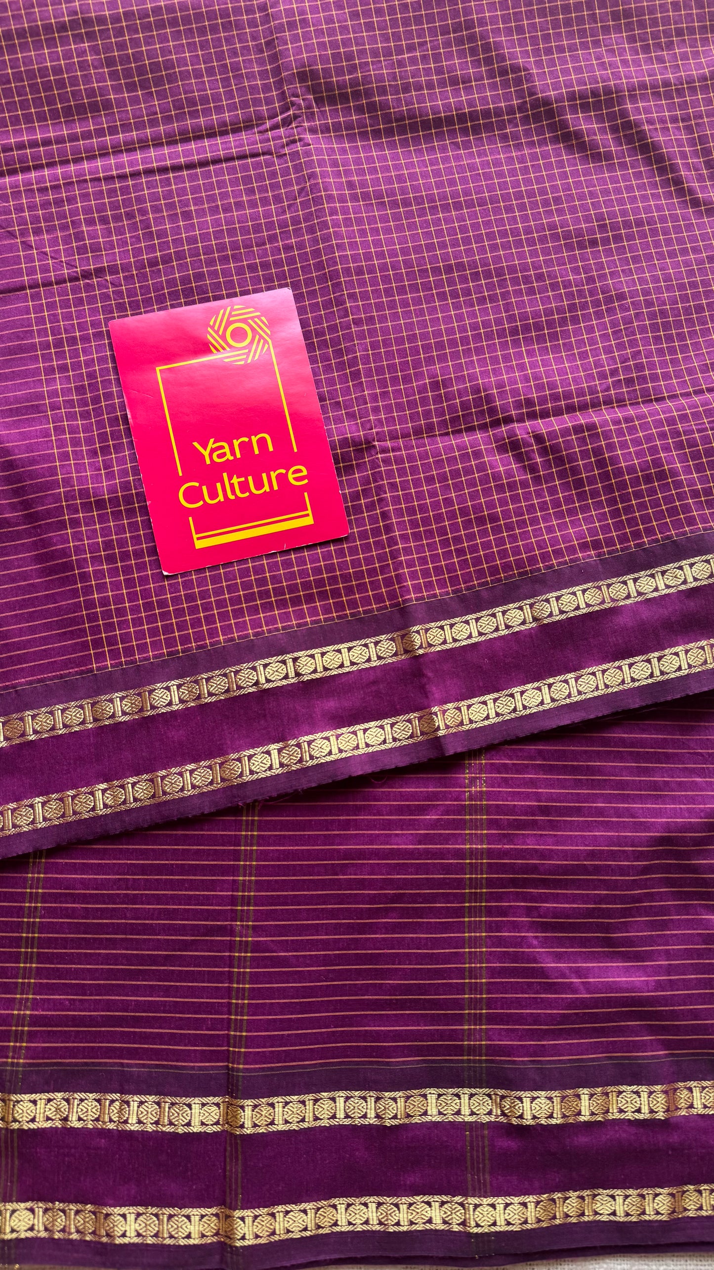 Wine, arani checks, cotton silk - YCCOTNOCAR09