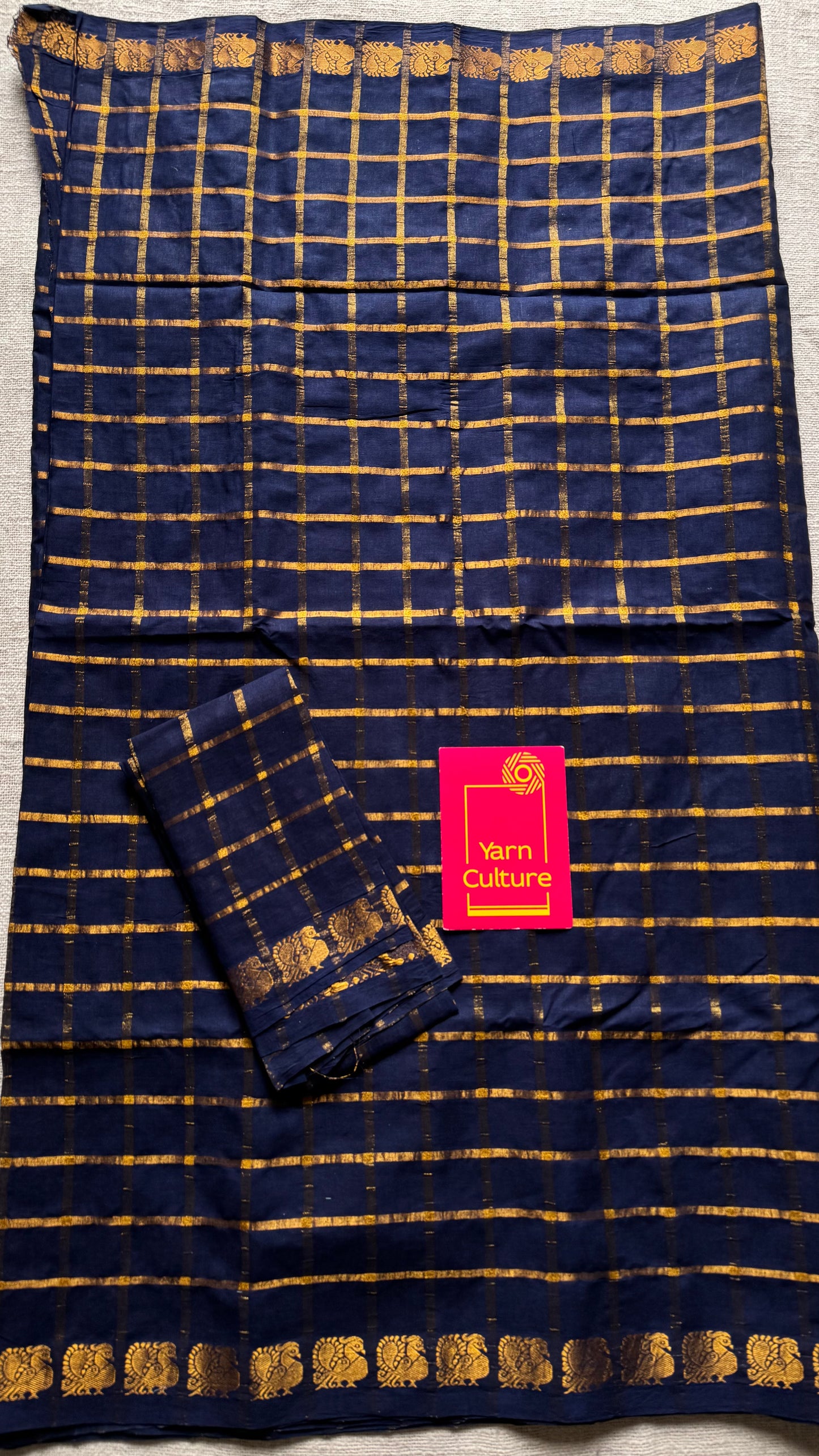 Navy blue pavithra kattam sungudi, madurai cotton - YCCOTNSEMS05