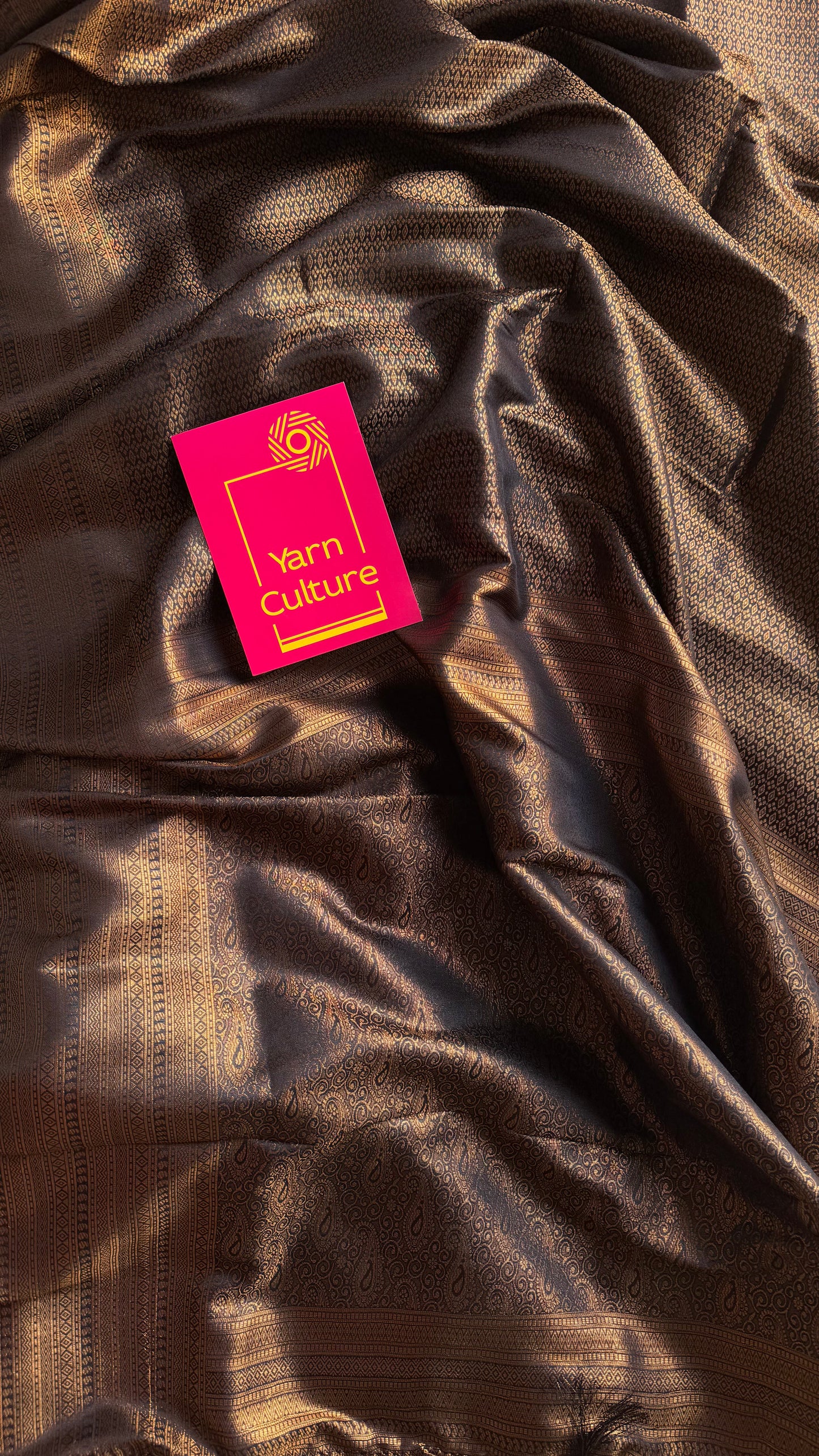 Black, antique gold zari, semi-silk - YCDOSOCSS08