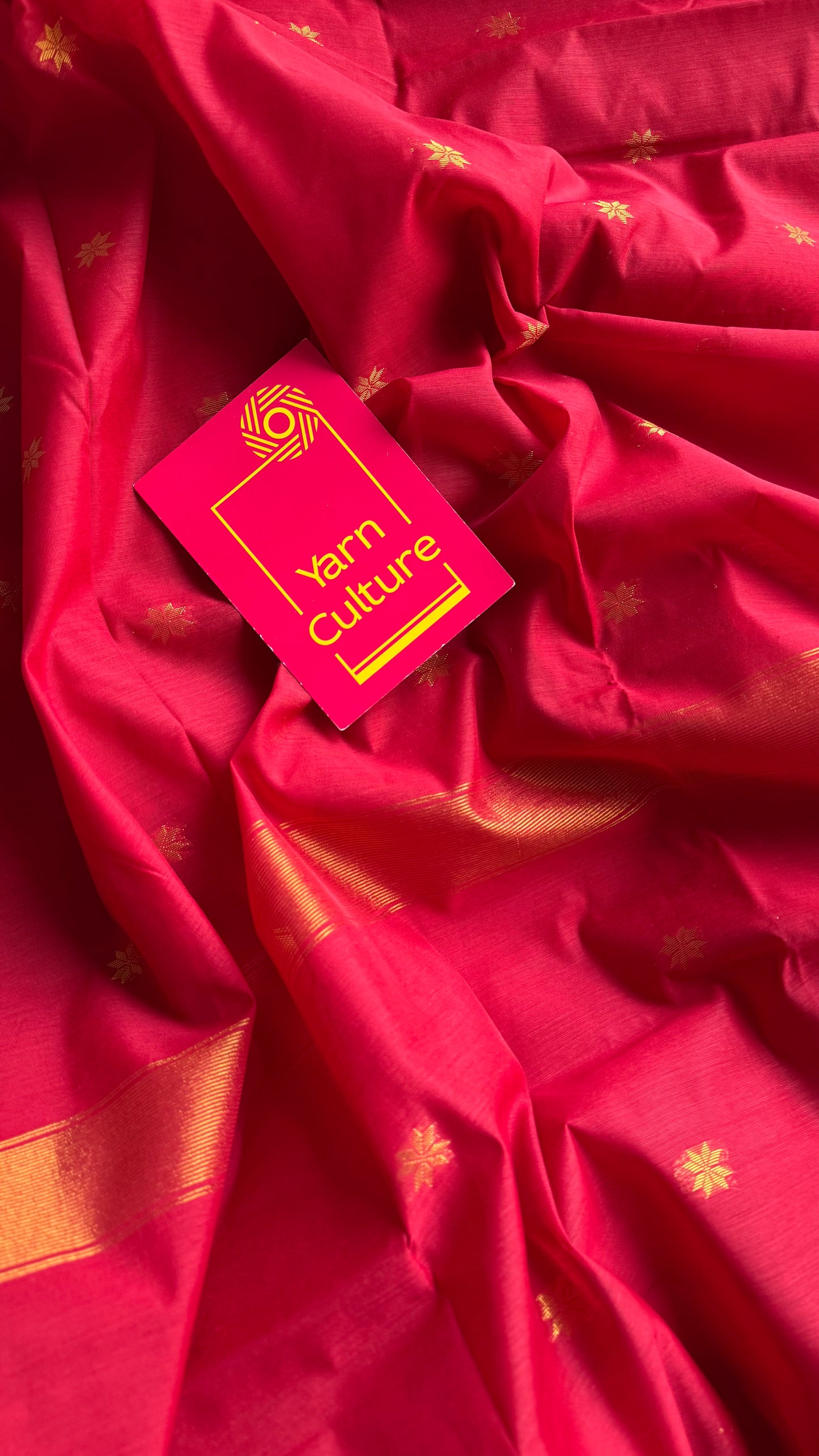Red, gold buttas, semi maheshwari cotton silk - YCCOTNFEJUSM07