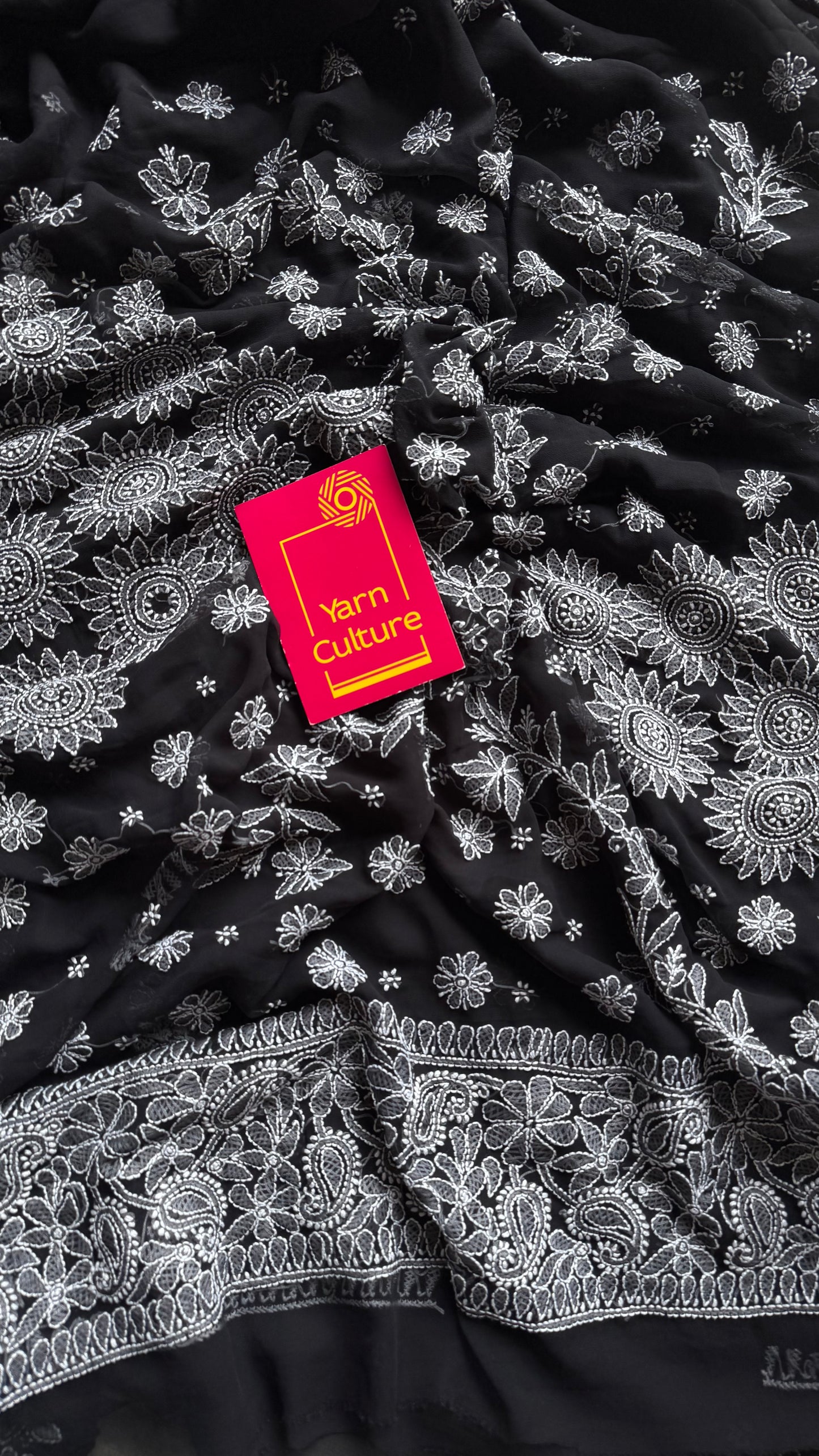Tariq-e-Noor (path of light) - Black Chikankari, georgette YCSLCJULCK03