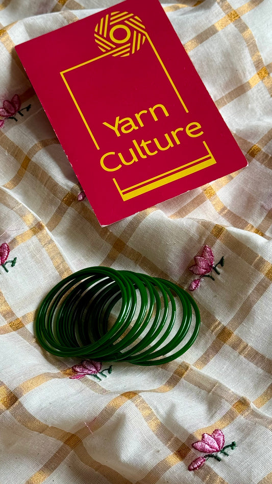Dark green glass bangles, set of 12 - YCBANGL189