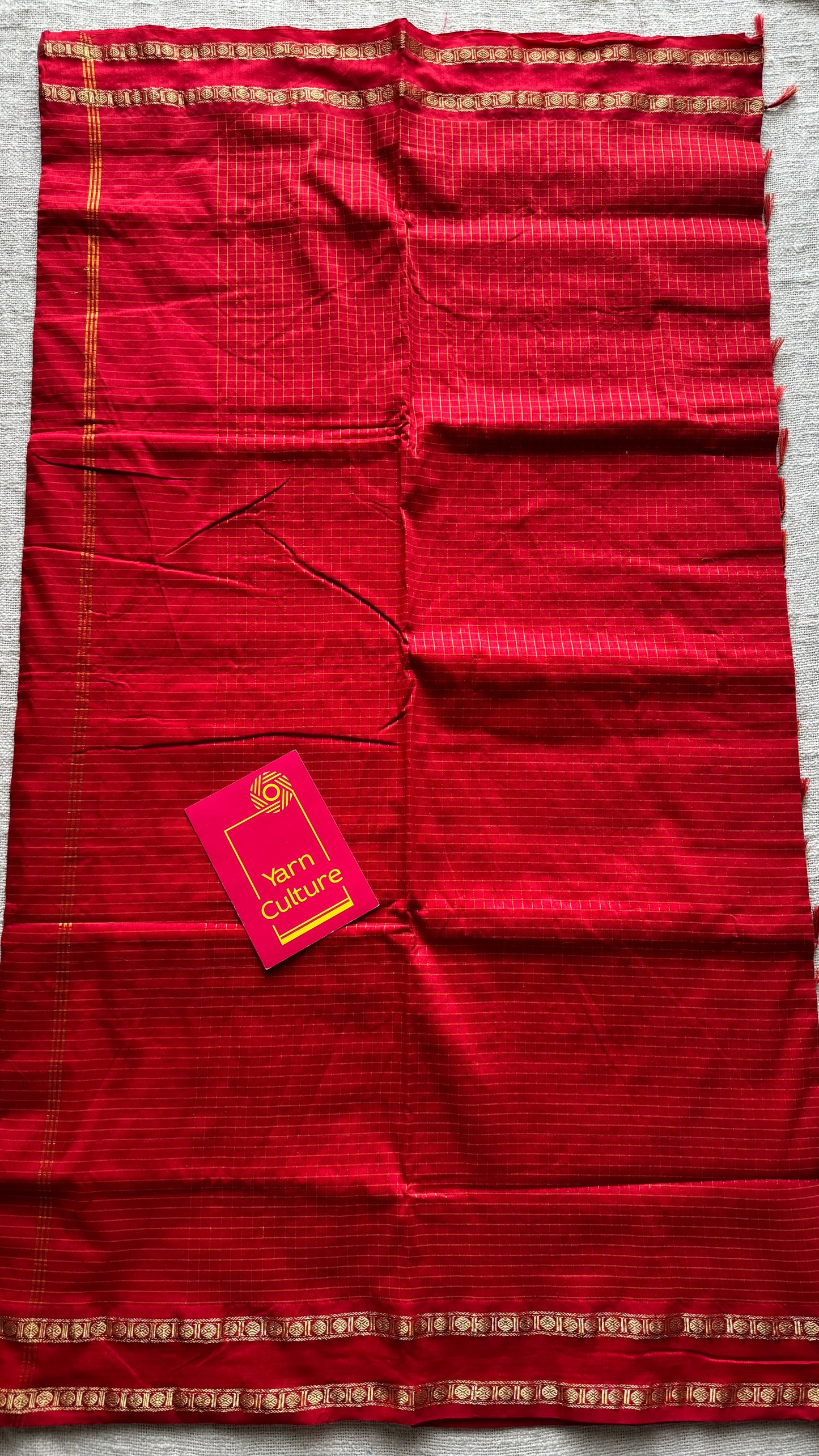 Chilli Red, arani zari checks, cotton silk - YCCOTNJUAR18