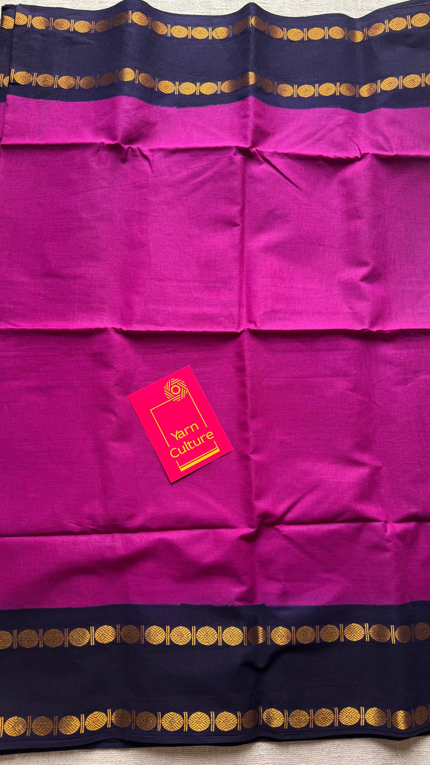 Purple pink with dark blue sungudi, kattuchayam dyed, madurai cotton - YCCOTNOCSC15