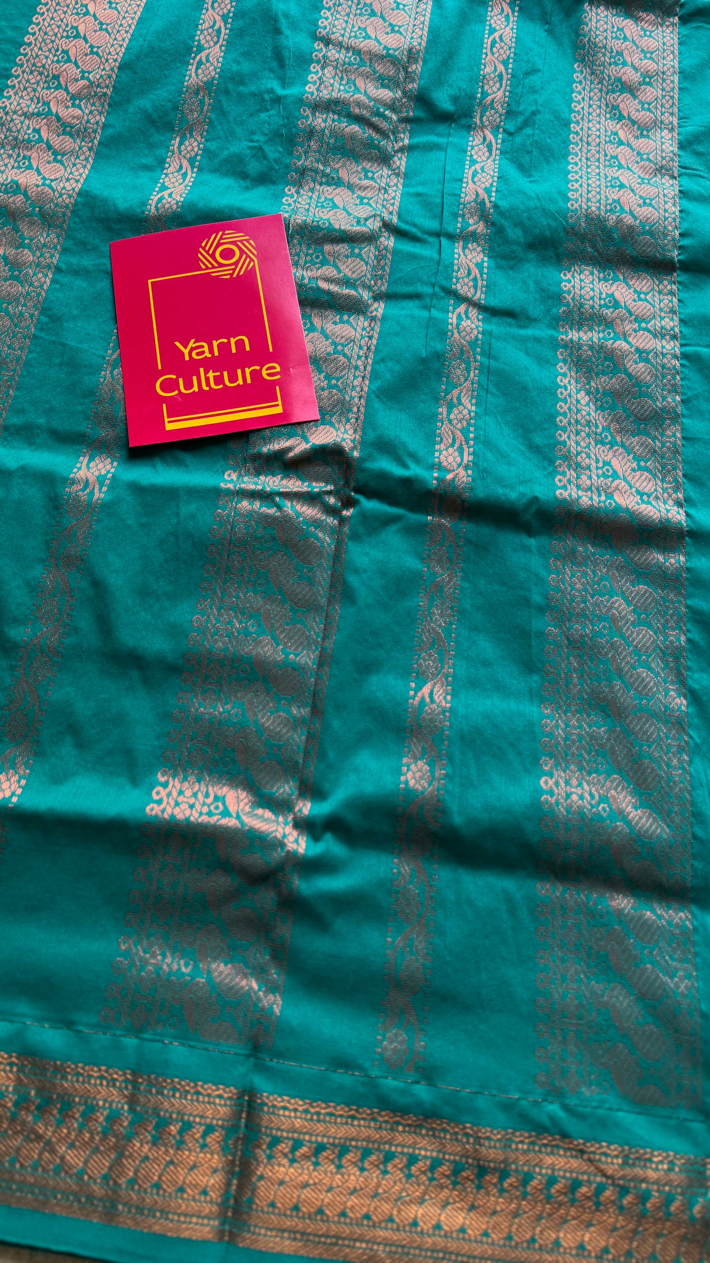 Bright green with turquoise, cotton silk - YCCOTNOCKCS14