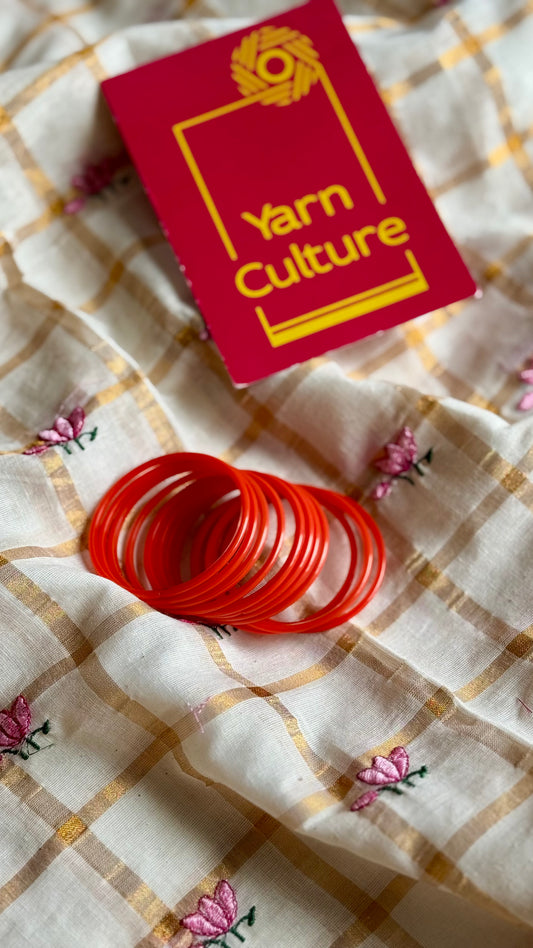 Orange glass bangles, set of 12 - YCBANGL99