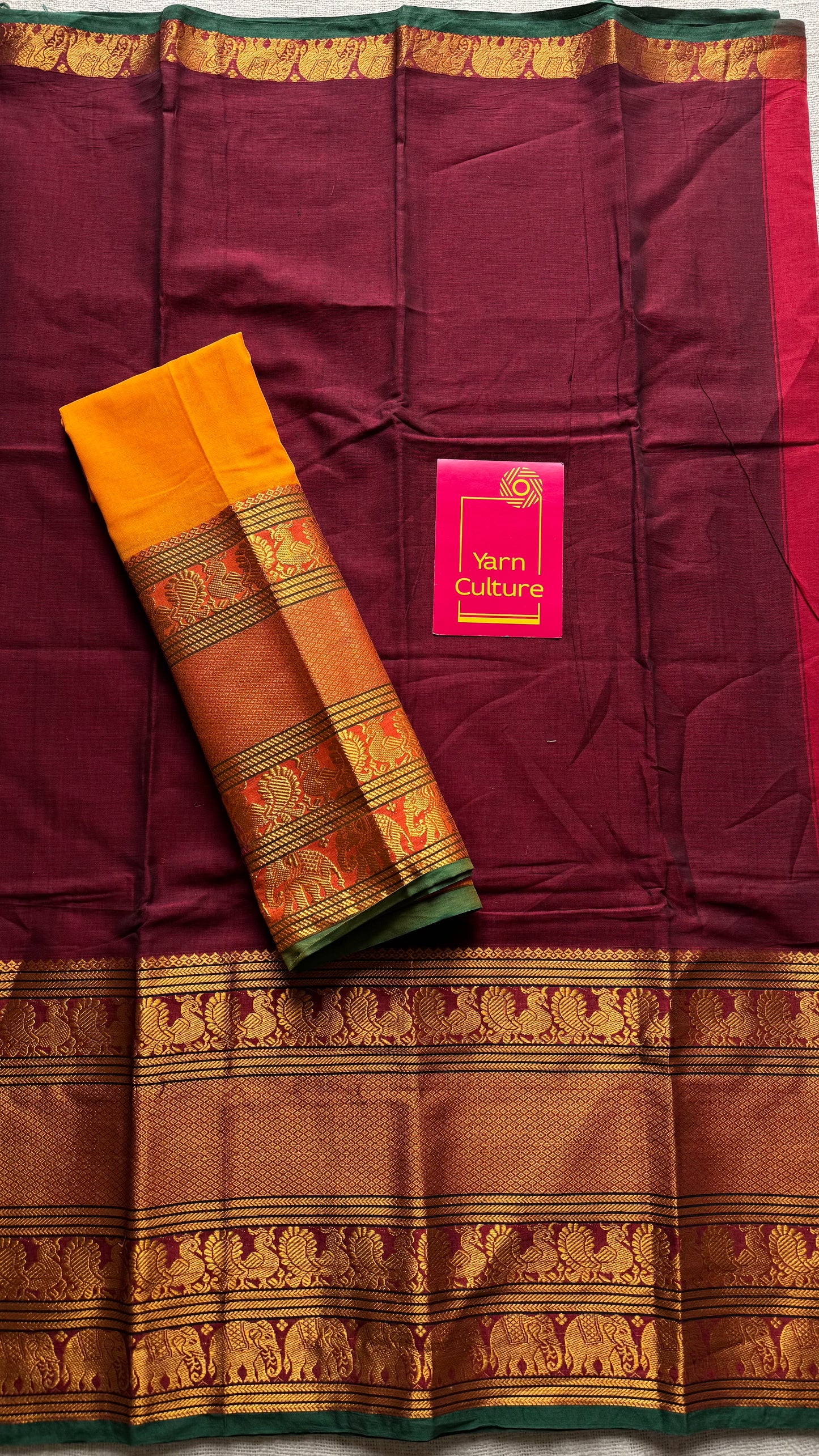 Maroon with broad zari border, premium narayanpet, soft cotton - YCWOTDFEBB09