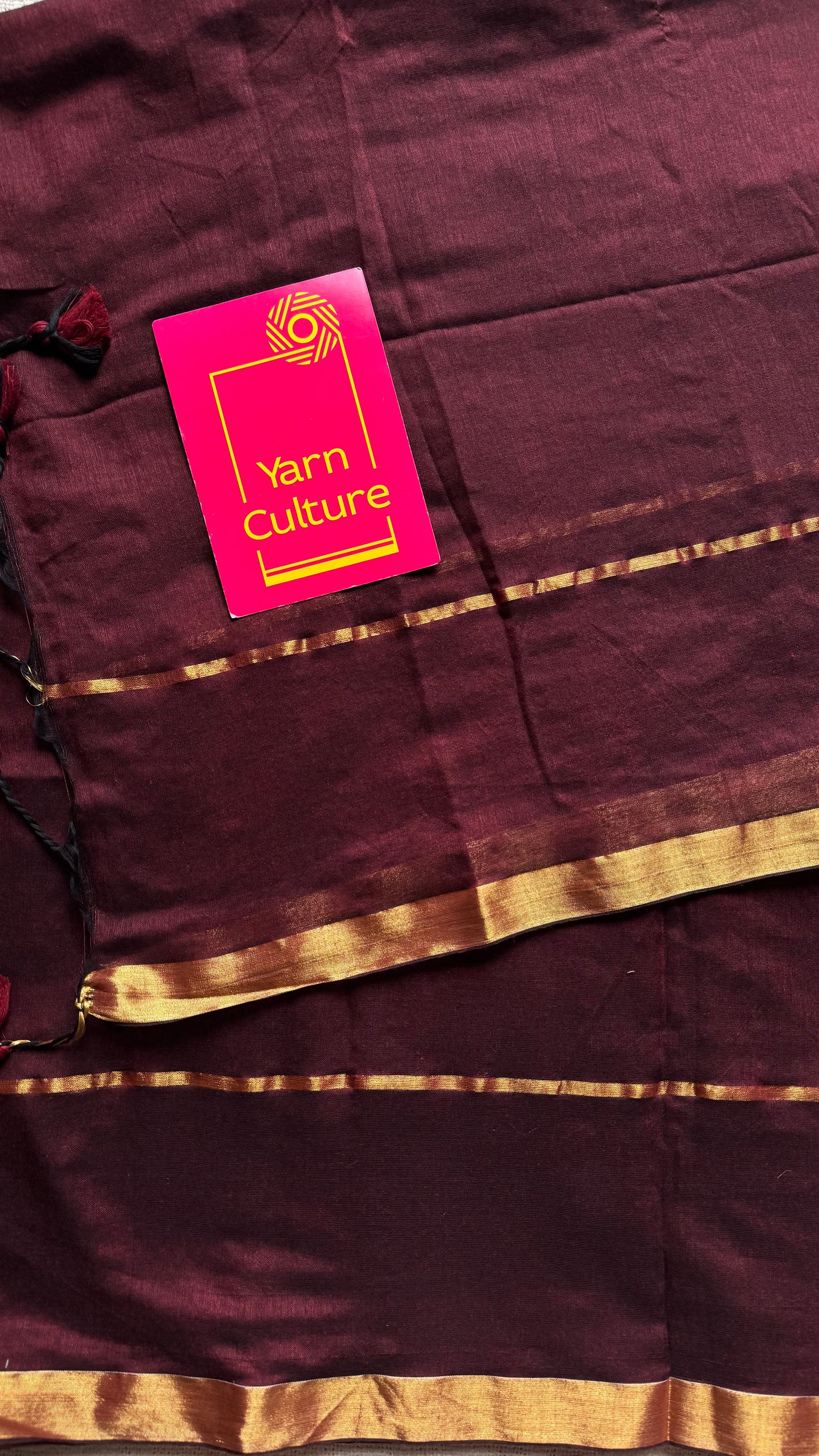 Brownish red dual tone mul, antique gold zari, gap border pattern - YCBCMCGZSE72