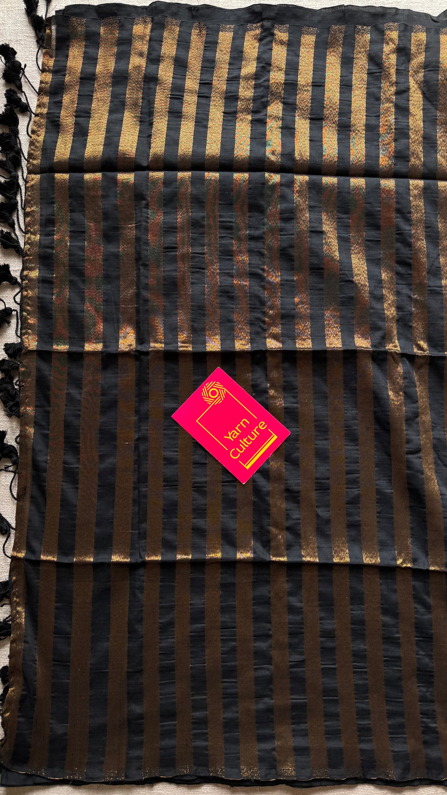 Black khadi with antique gold pallu - YCBCKZPSE01