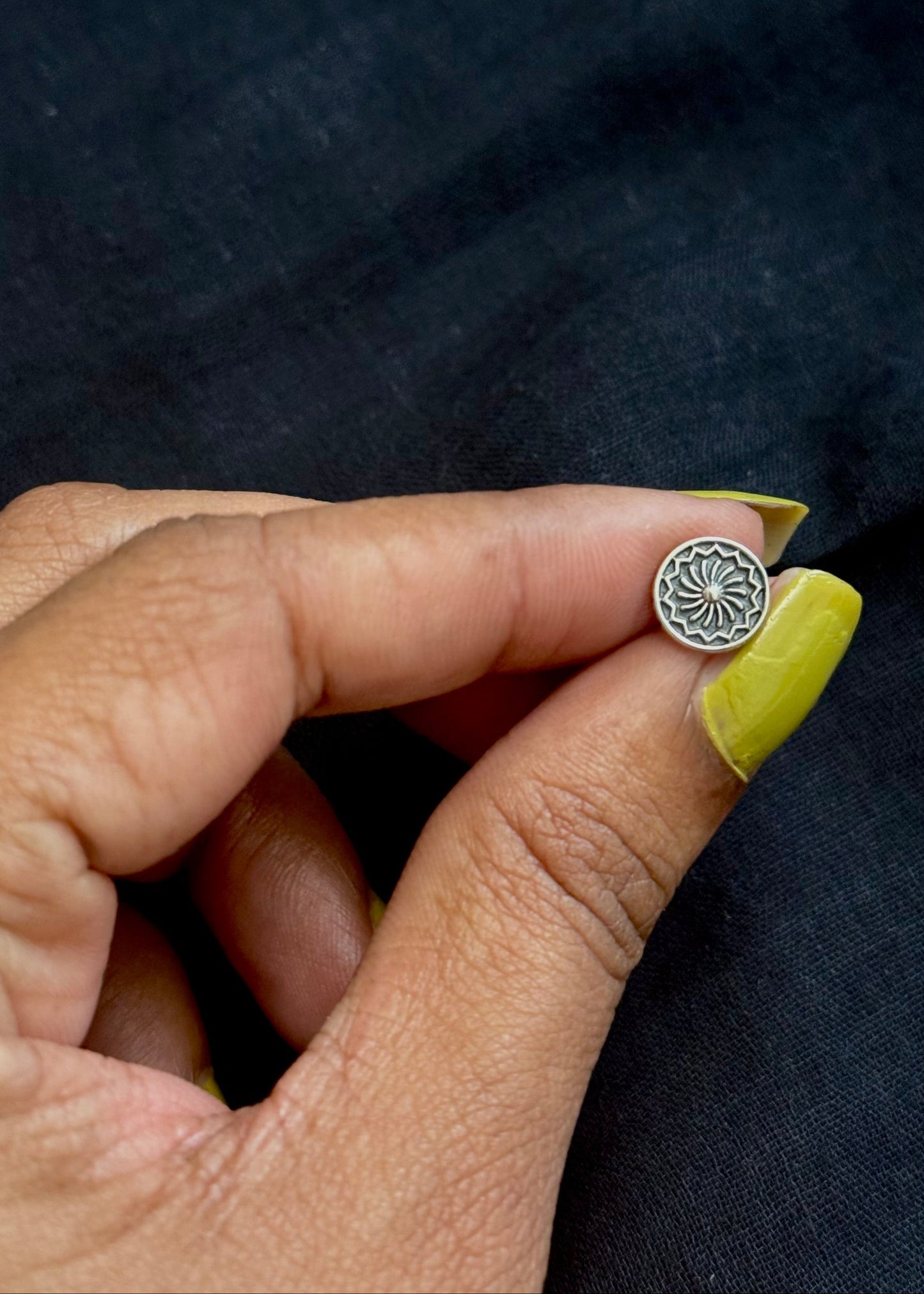 Round nose pin, intricate pattern in pure silver - YCNPP10