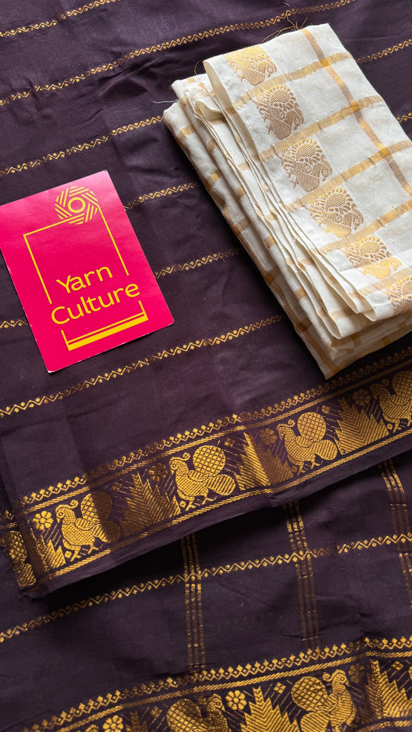Brown veldhaari, kattuchayam dyed, madurai cotton - YCCOTNSEMS81