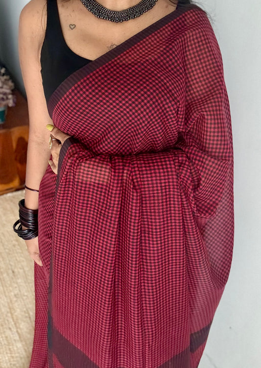 Maroon and black mul, micro checks - YCBCMCDE01