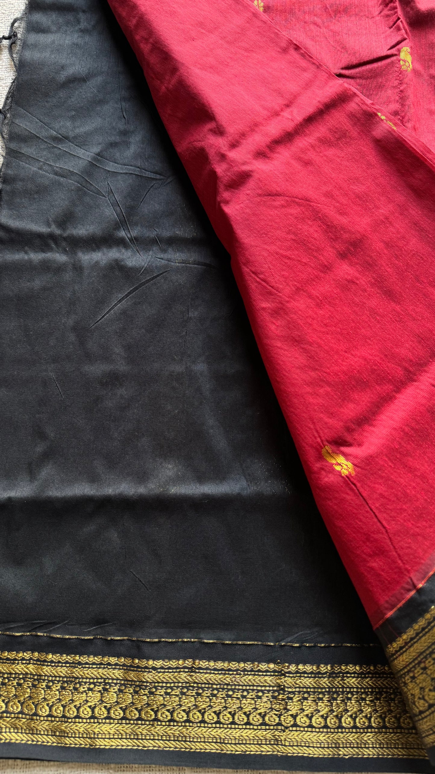 Red with black, cotton silk - YCCOTNOCKCS16