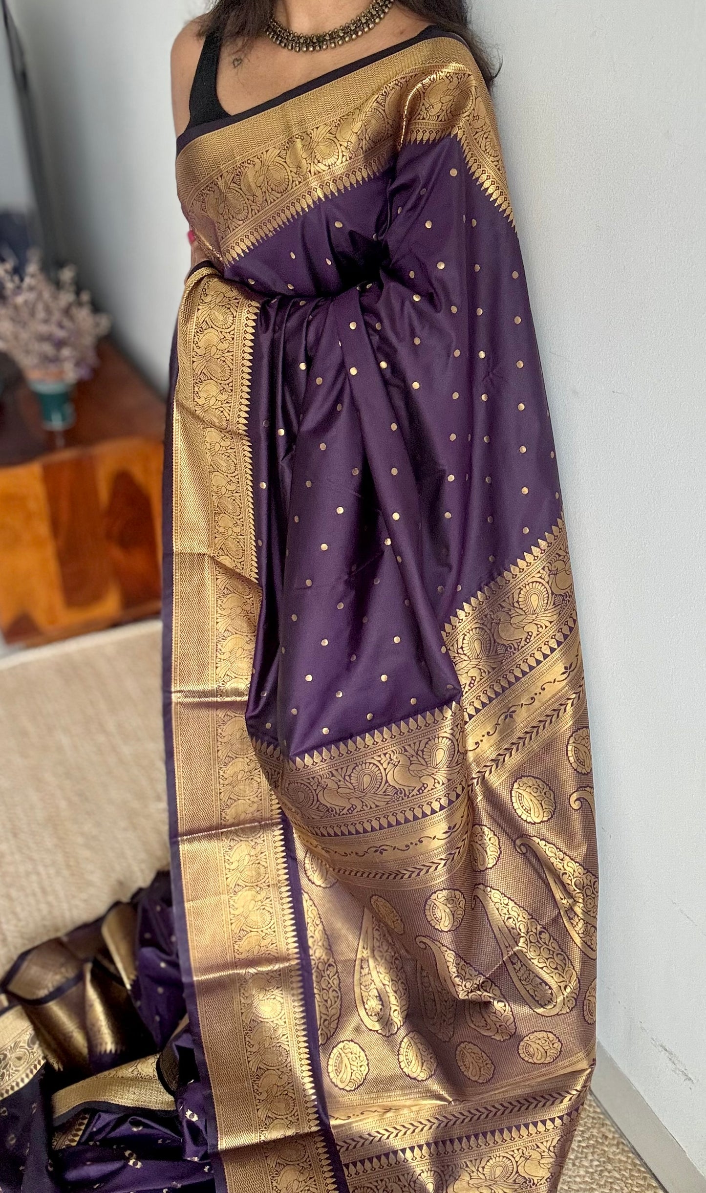 Thousand buttas, dark purple, semi-silk - YCCOTNAUSS59