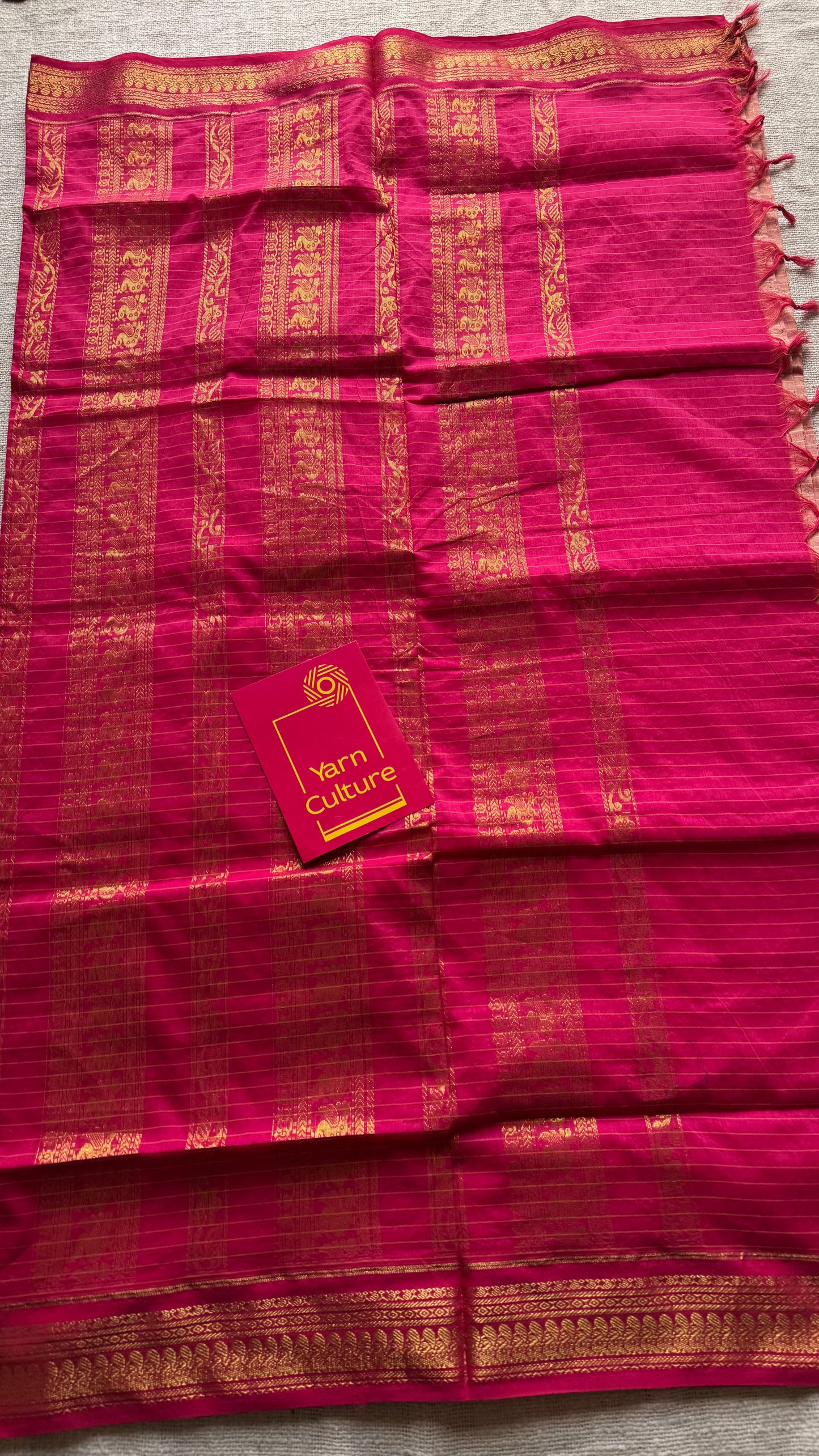 Salmon pink with hot pink, checks - cotton silk - YCCOTNOCKC40