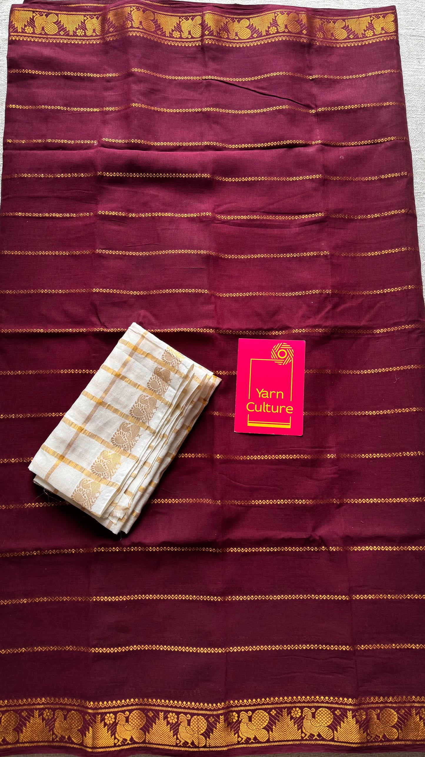 Maroon veldhaari, kattuchayam dyed, madurai cotton - YCCOTNSEMS86