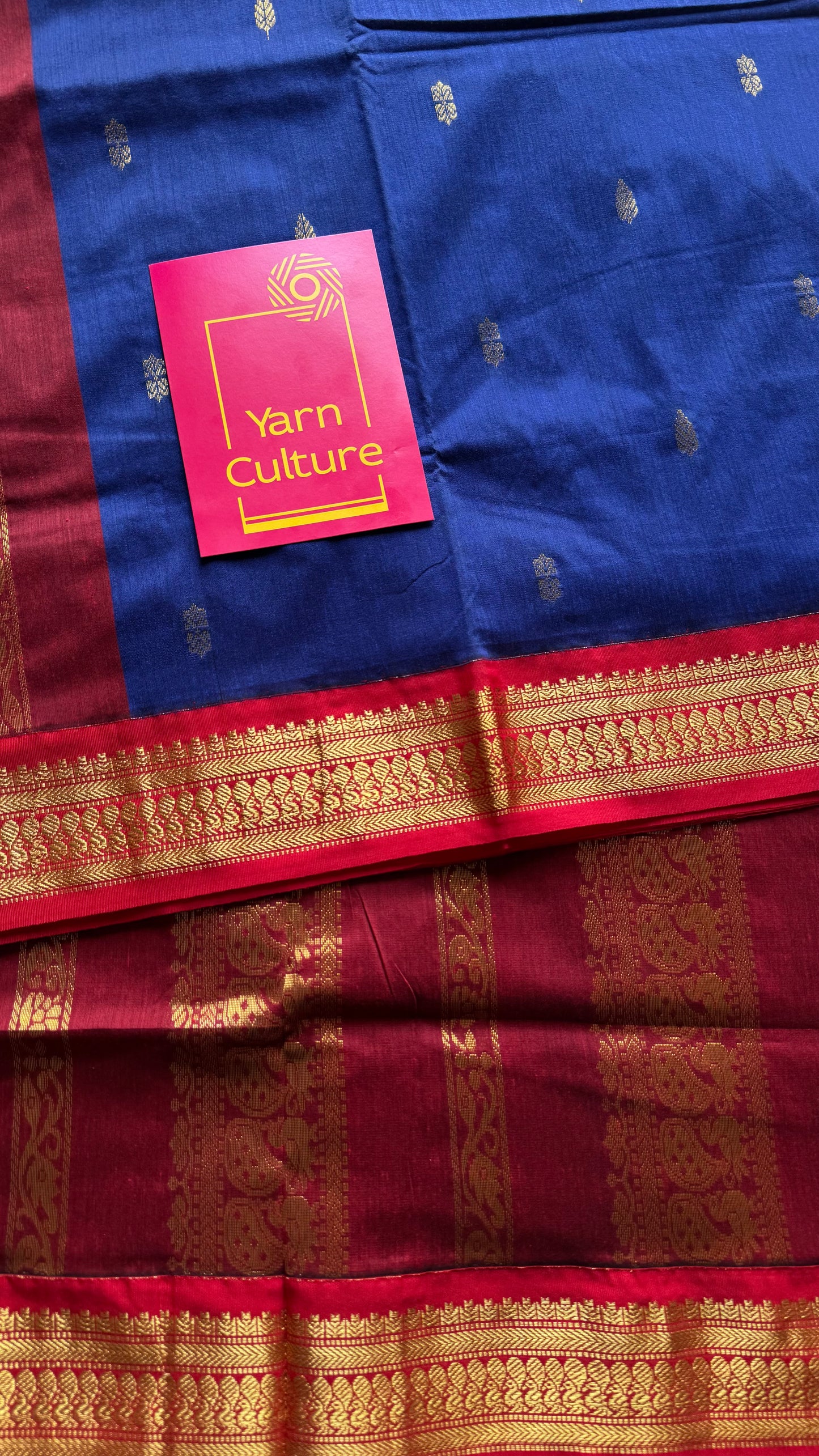 Royal blue with red, cotton silk - YCCOTNOCKCS13