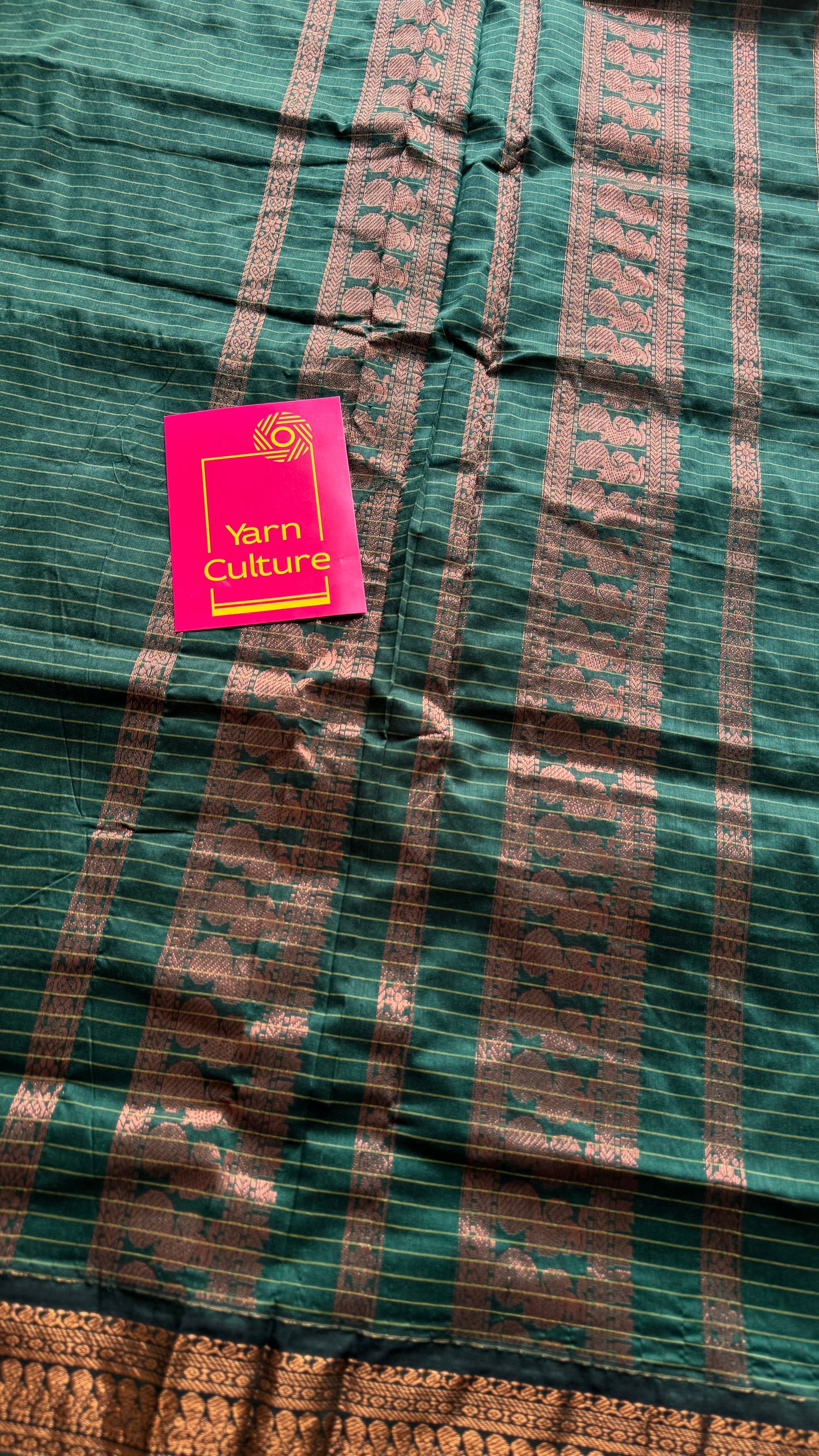 Sandal brown with dark green, checks - cotton silk - YCCOTNOCKCS10