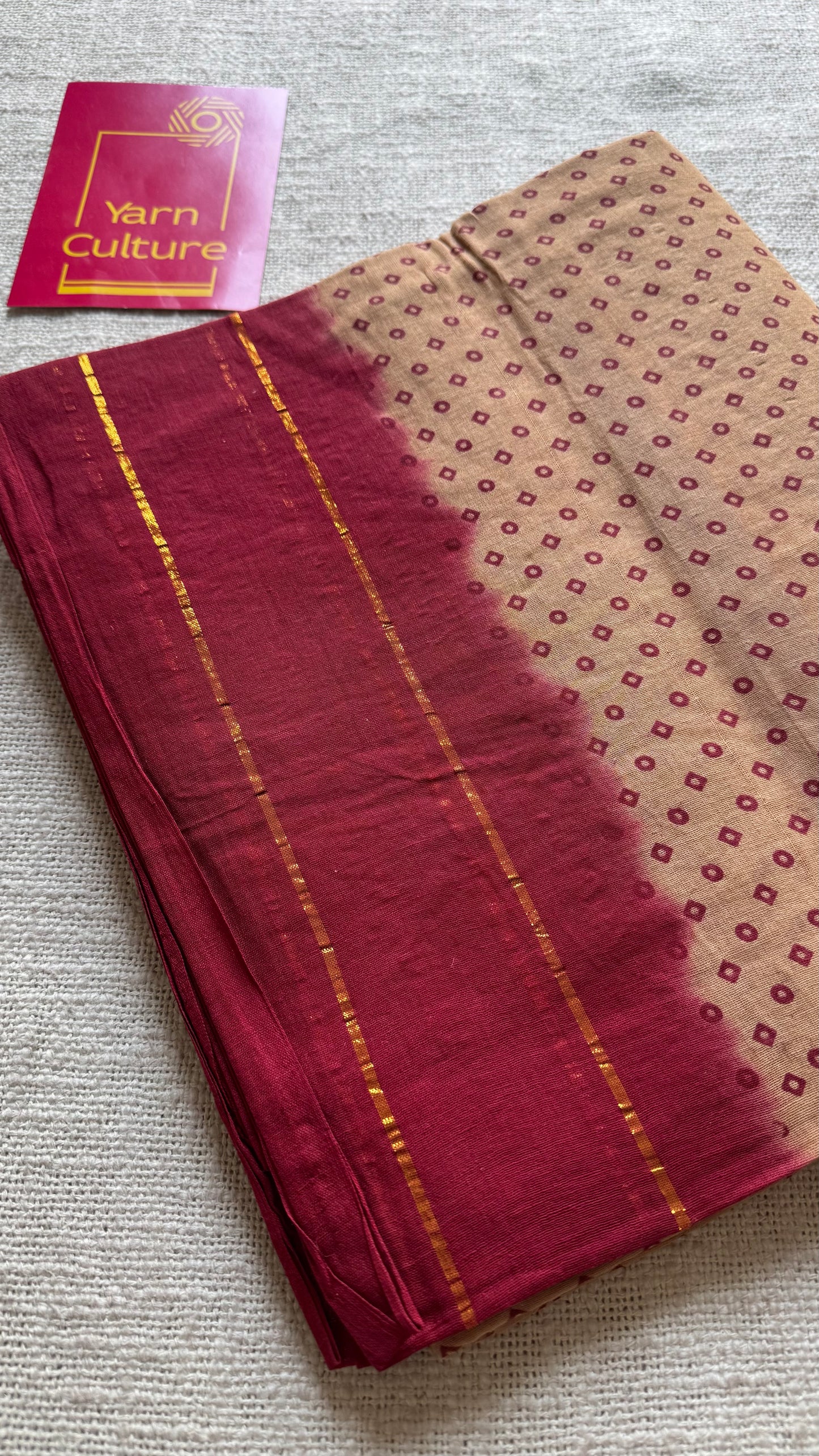 Sandal with red, printed sungudi, madurai cotton - YCCOTNOCSC18