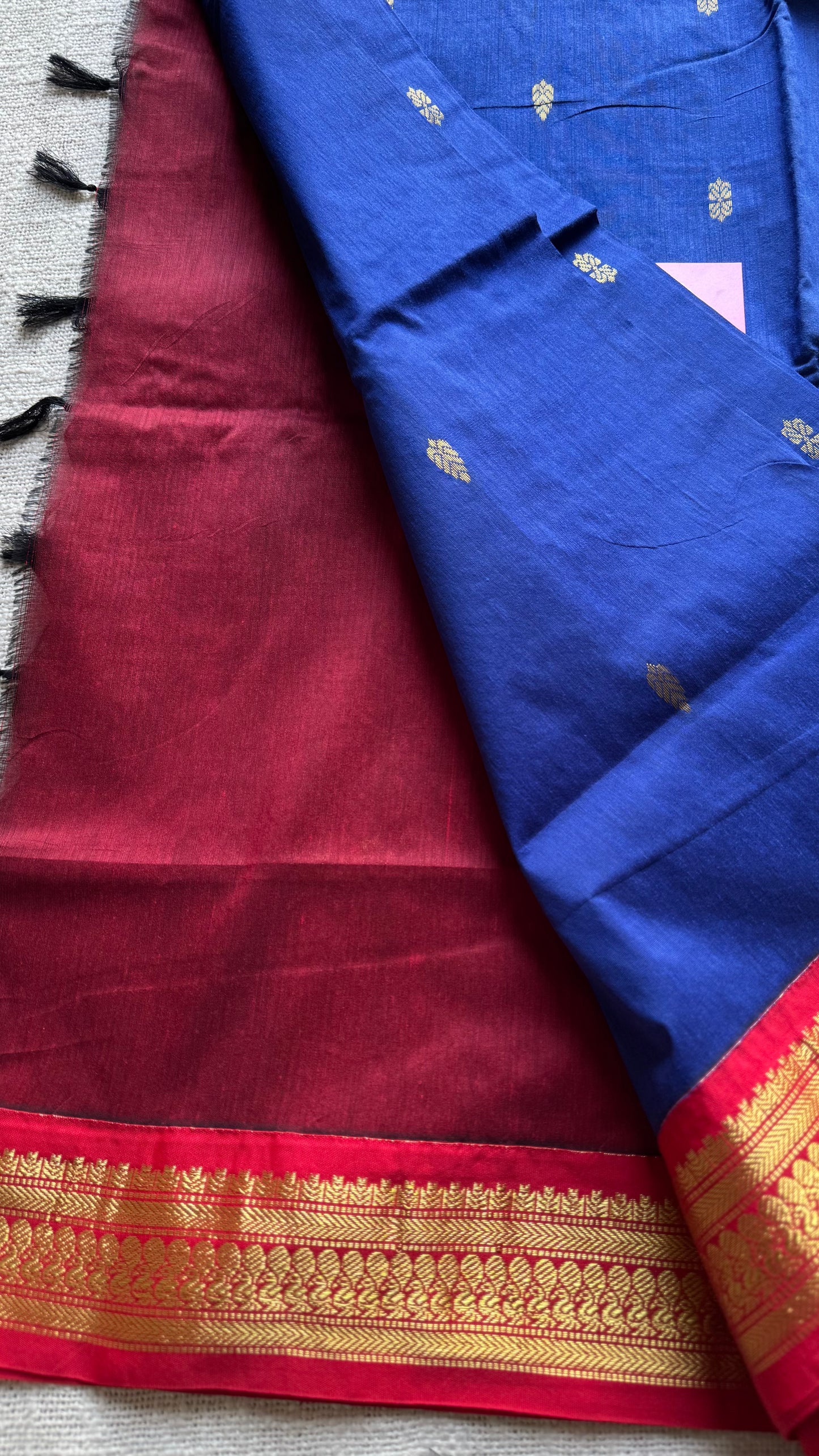 Royal blue with red, cotton silk - YCCOTNOCKCS13