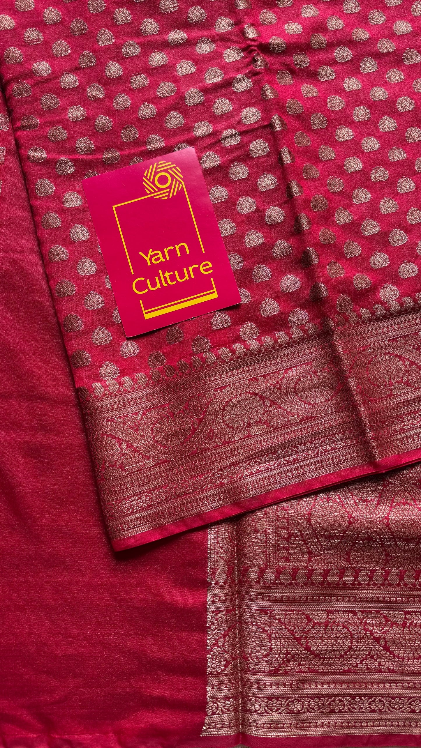 Vermilion - Bright red, antique gold zari, Banarasi semi georgette - YCBLFEGAGZ17