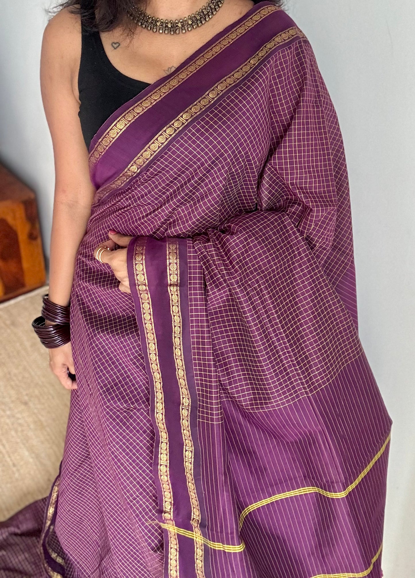 Jamun, arani checks, cotton silk - YCCOTNA07