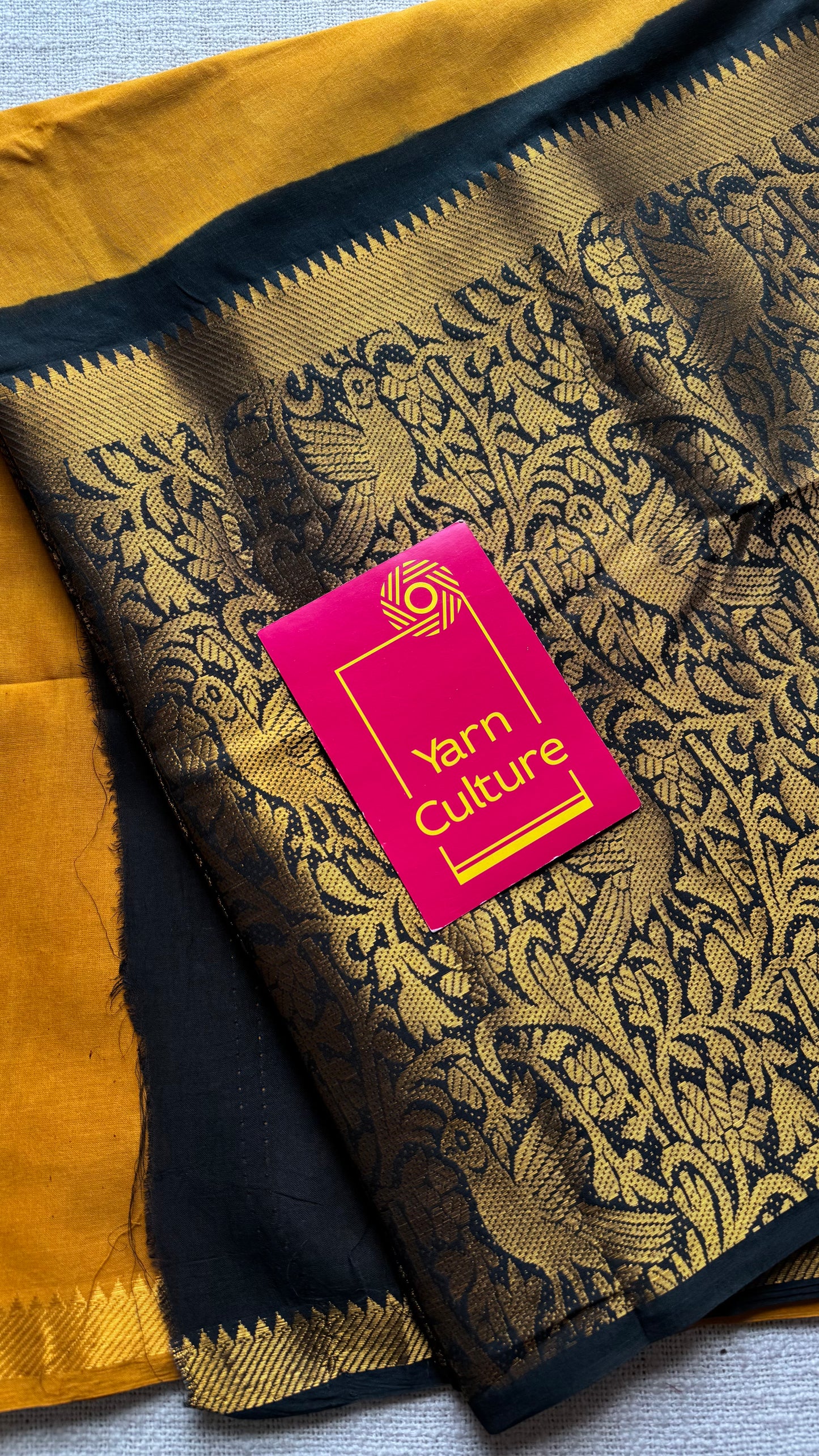 Yellow with black vanasringaram long border - madurai soft cotton - YCCOTNSEMS72