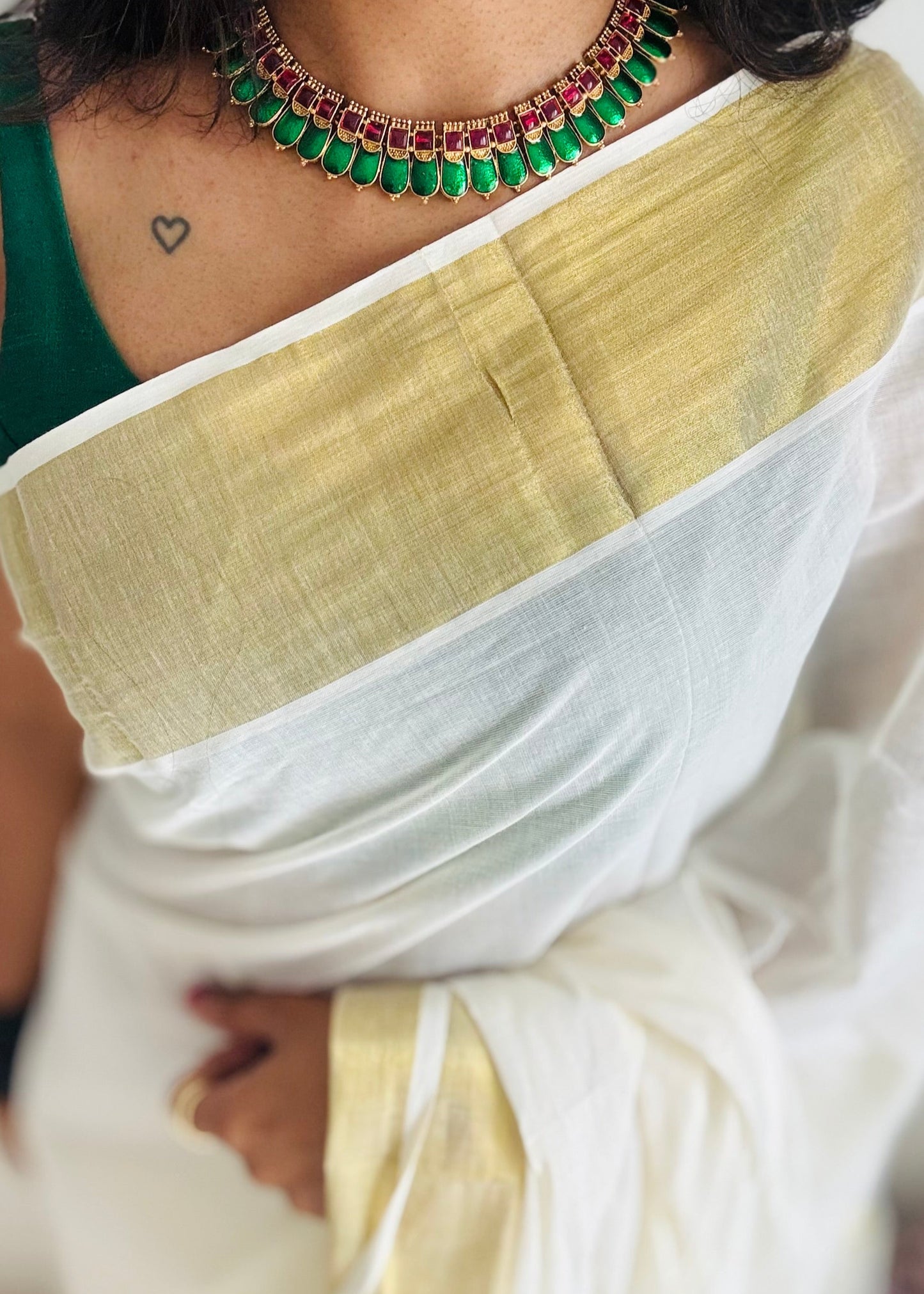 Green nagapadam necklace with earrings - YCAGC135