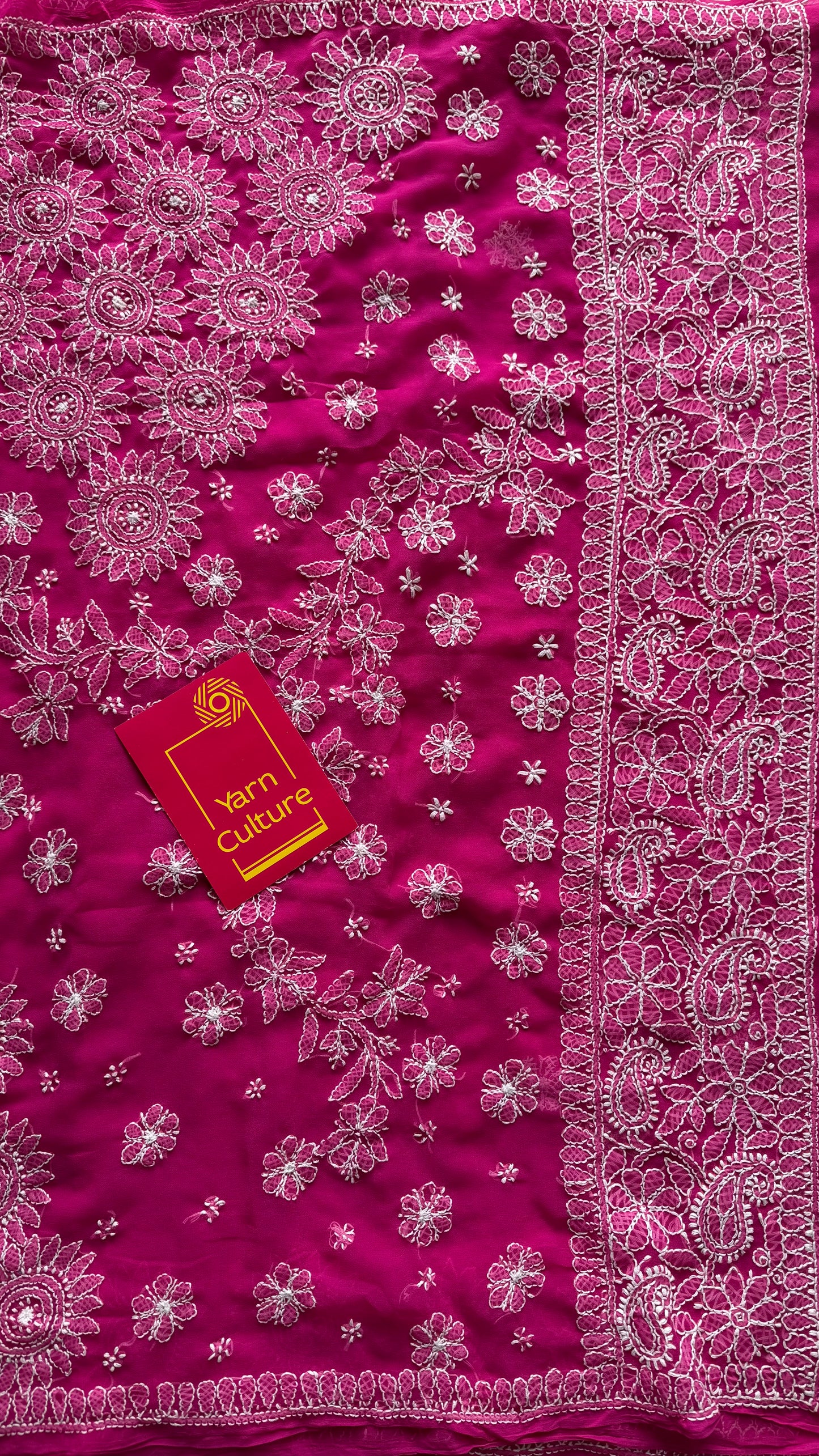 Sham-e-Shahzadi (evening of a princess) - Hot pink Chikankari, georgette YCSLCJULCK04