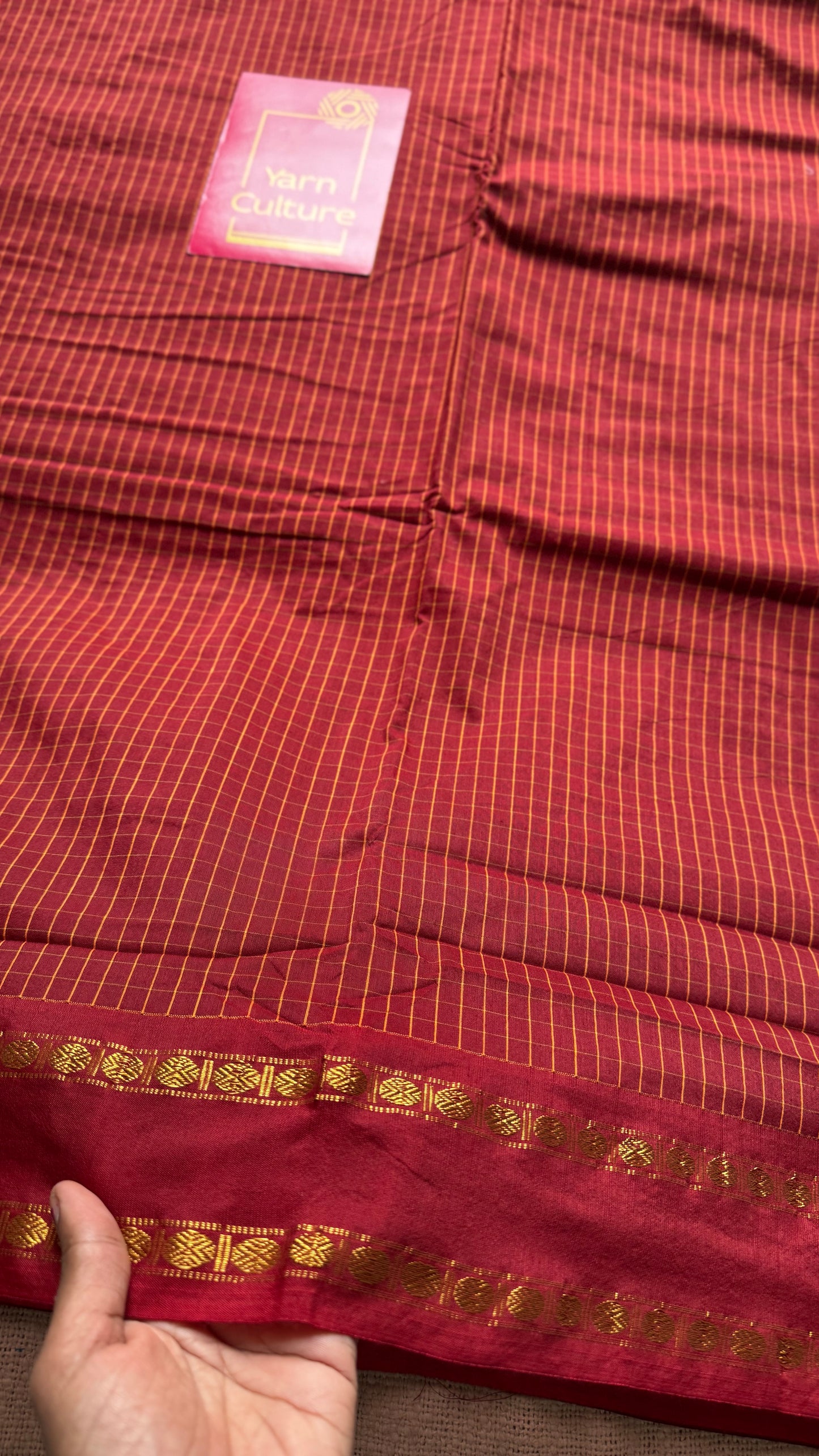 Maroon, arani checks, cotton silk - YCCOTNJUAR04