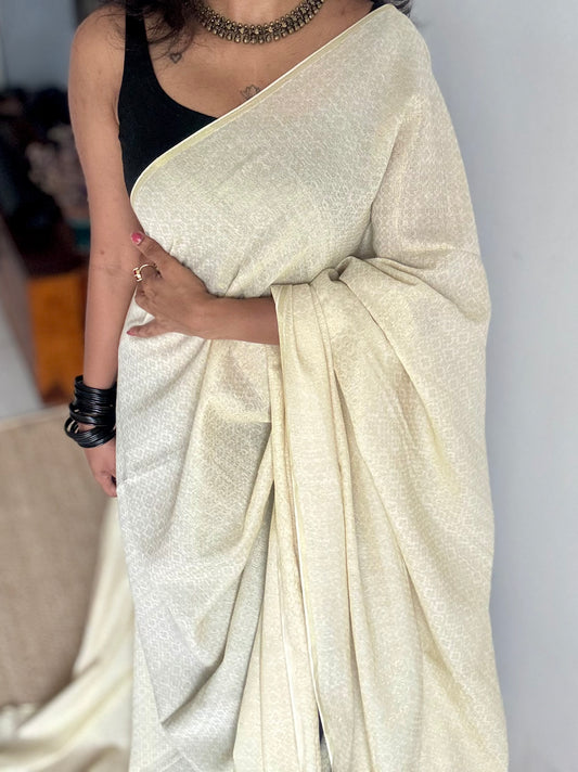 Ivory and gold brocade pattern in mul - YCBCFEJUBM09