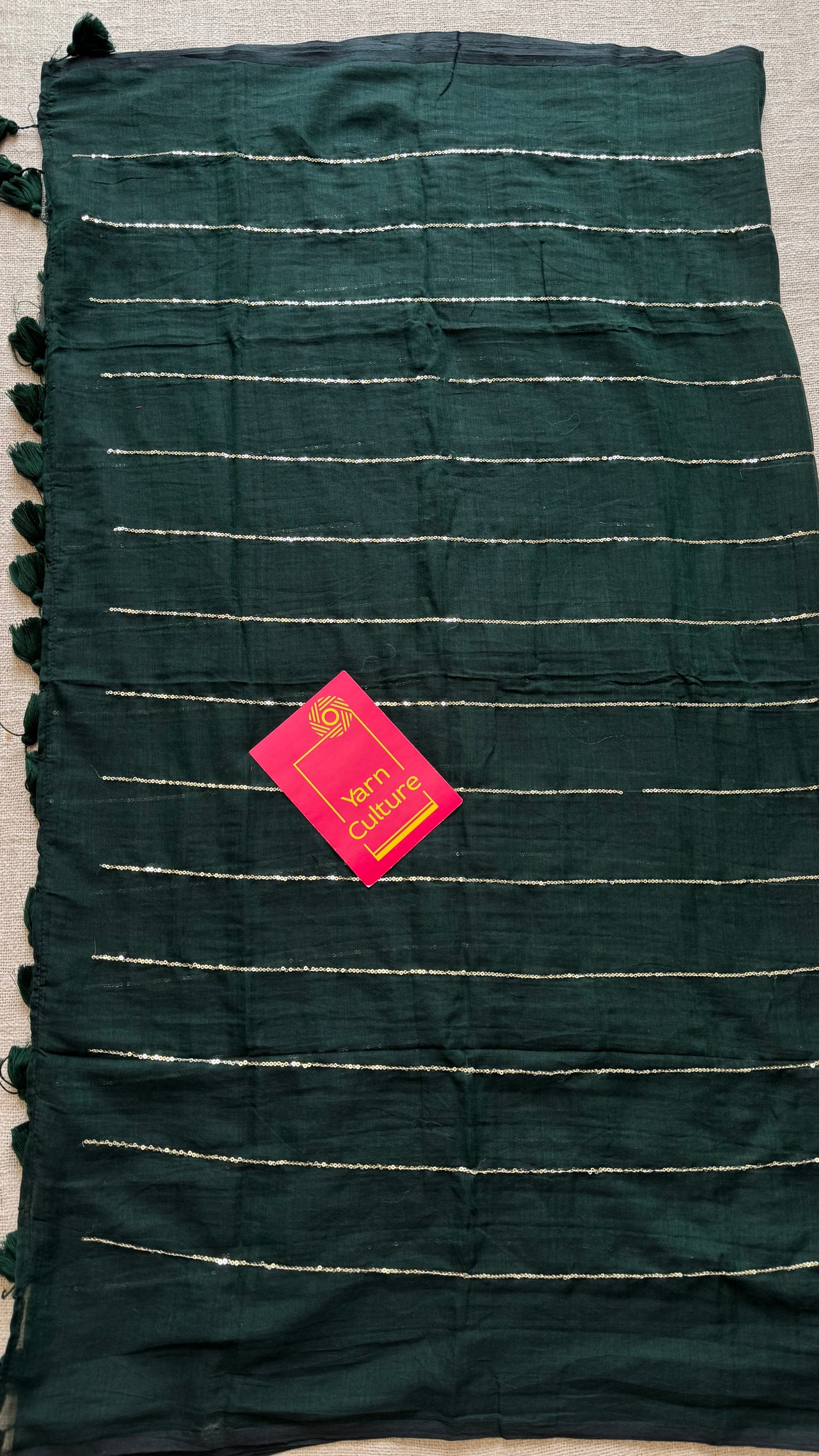Dark green mul with silver sequins - YCBCMCLSE53