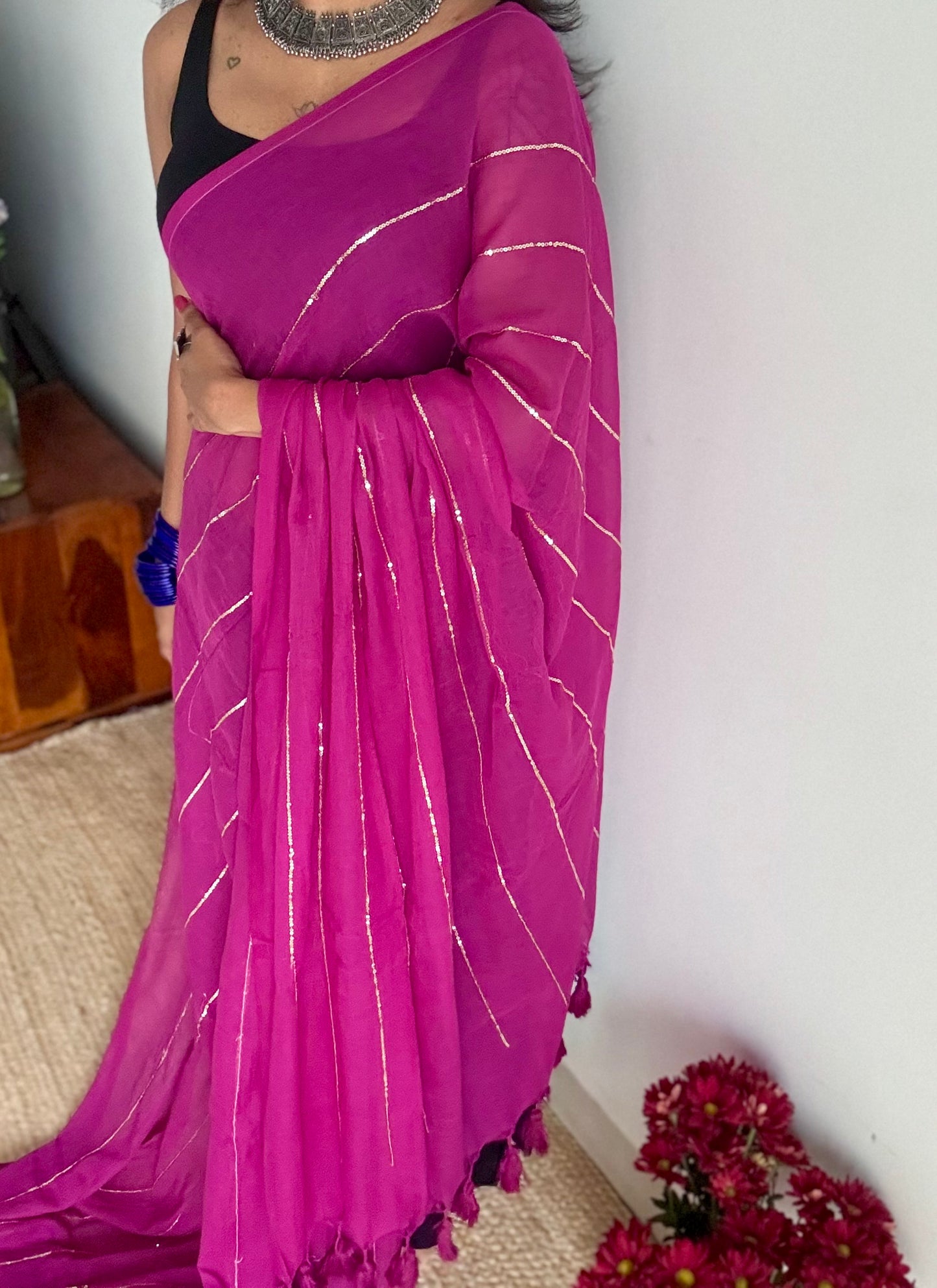 Purple pink mul with silver sequins - YCBCMCLSE52