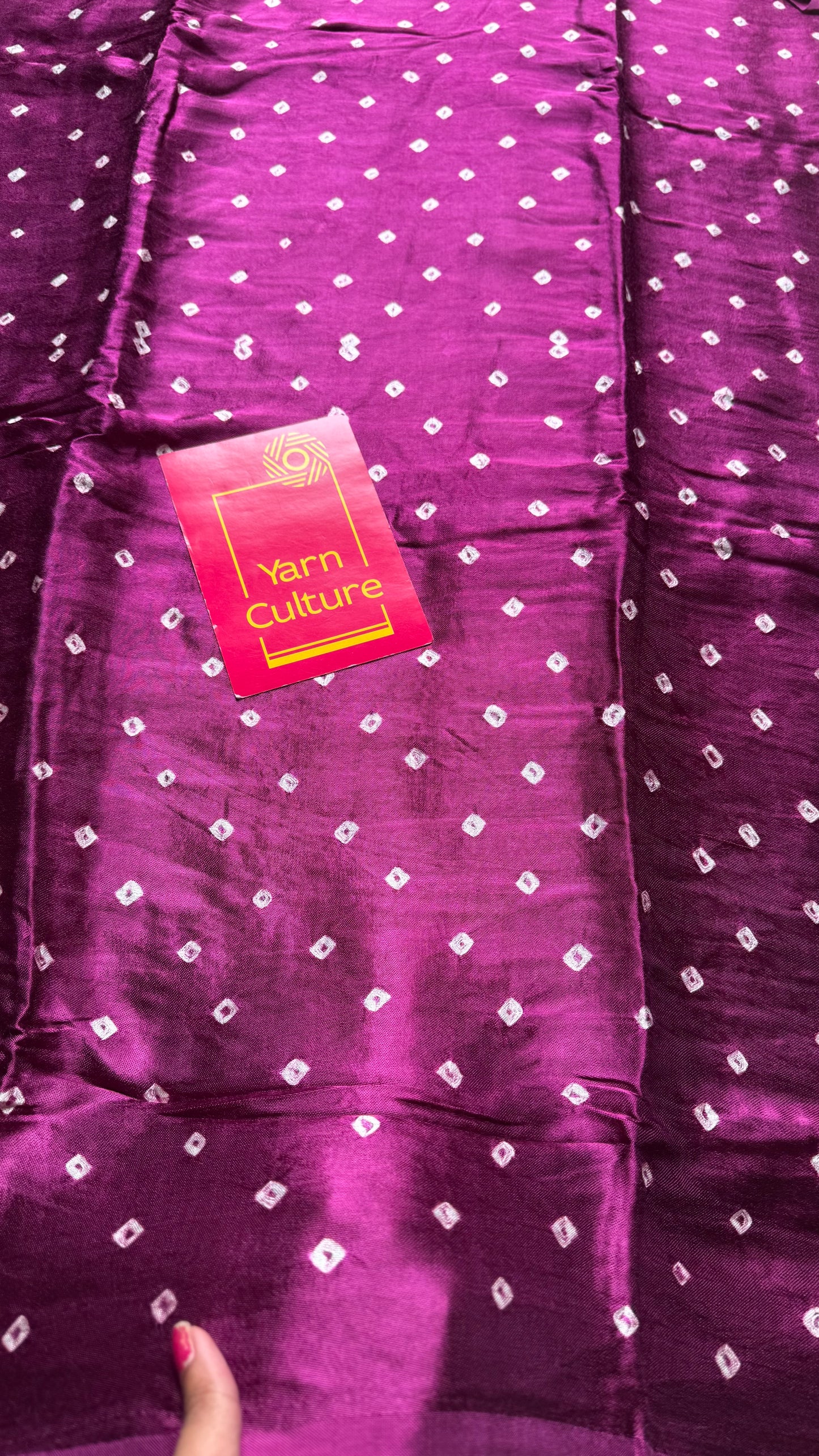 Wine crushed bandhani modal silk with lagdi patta (zari pallu) - YCDESE29