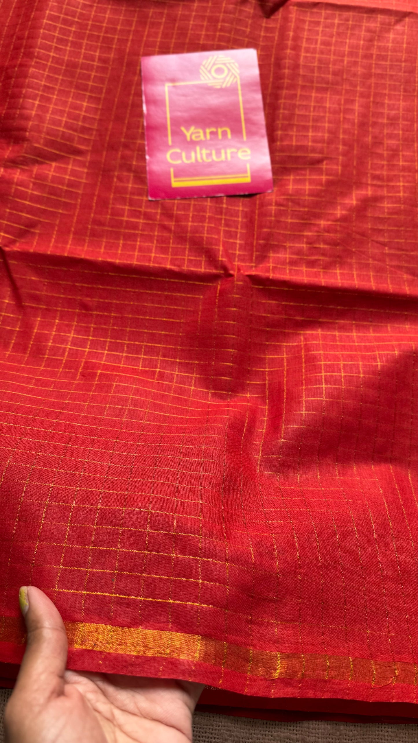 Chilli red mini kattam sungudi, madurai cotton - YCCOTNSEMS17