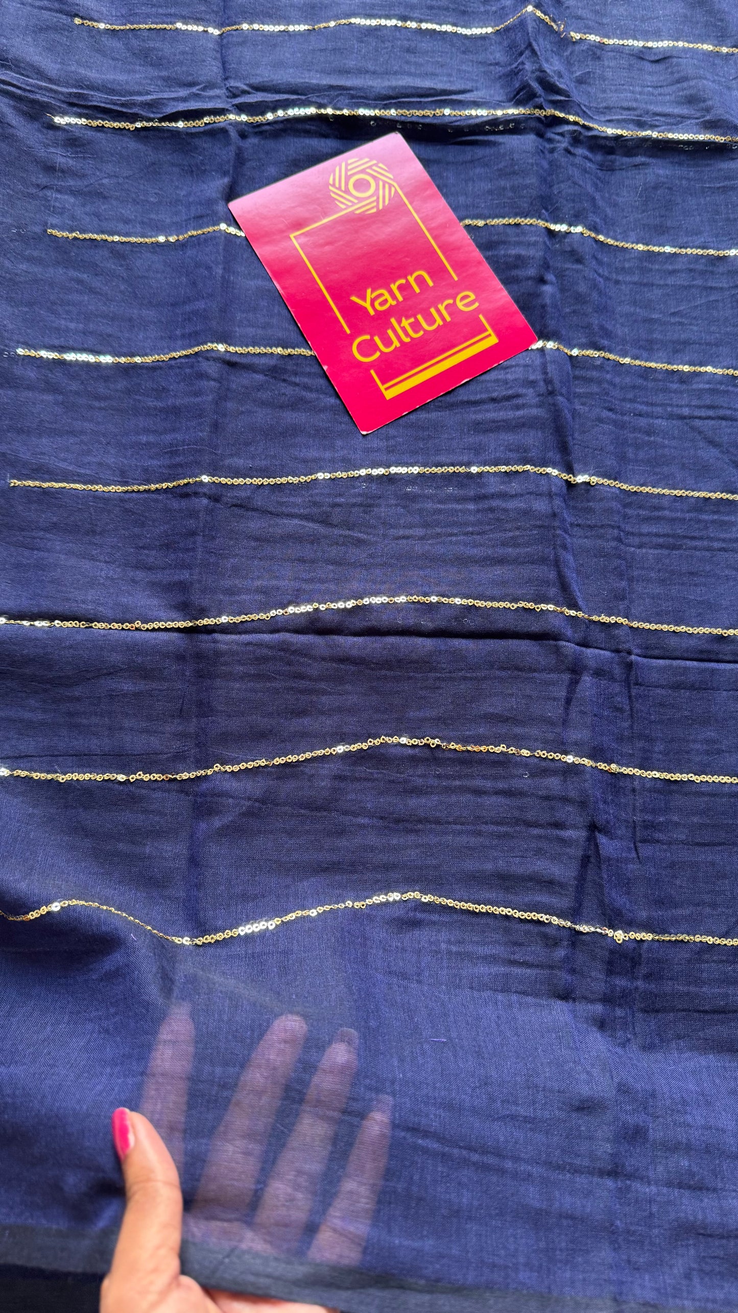Dark blue mul with silver sequins - YCBCMCLSE55